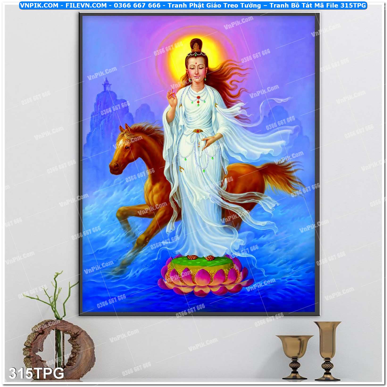 Tranh Phật Giáo Treo Tường – Tranh Bồ Tát Mã File 315TPG