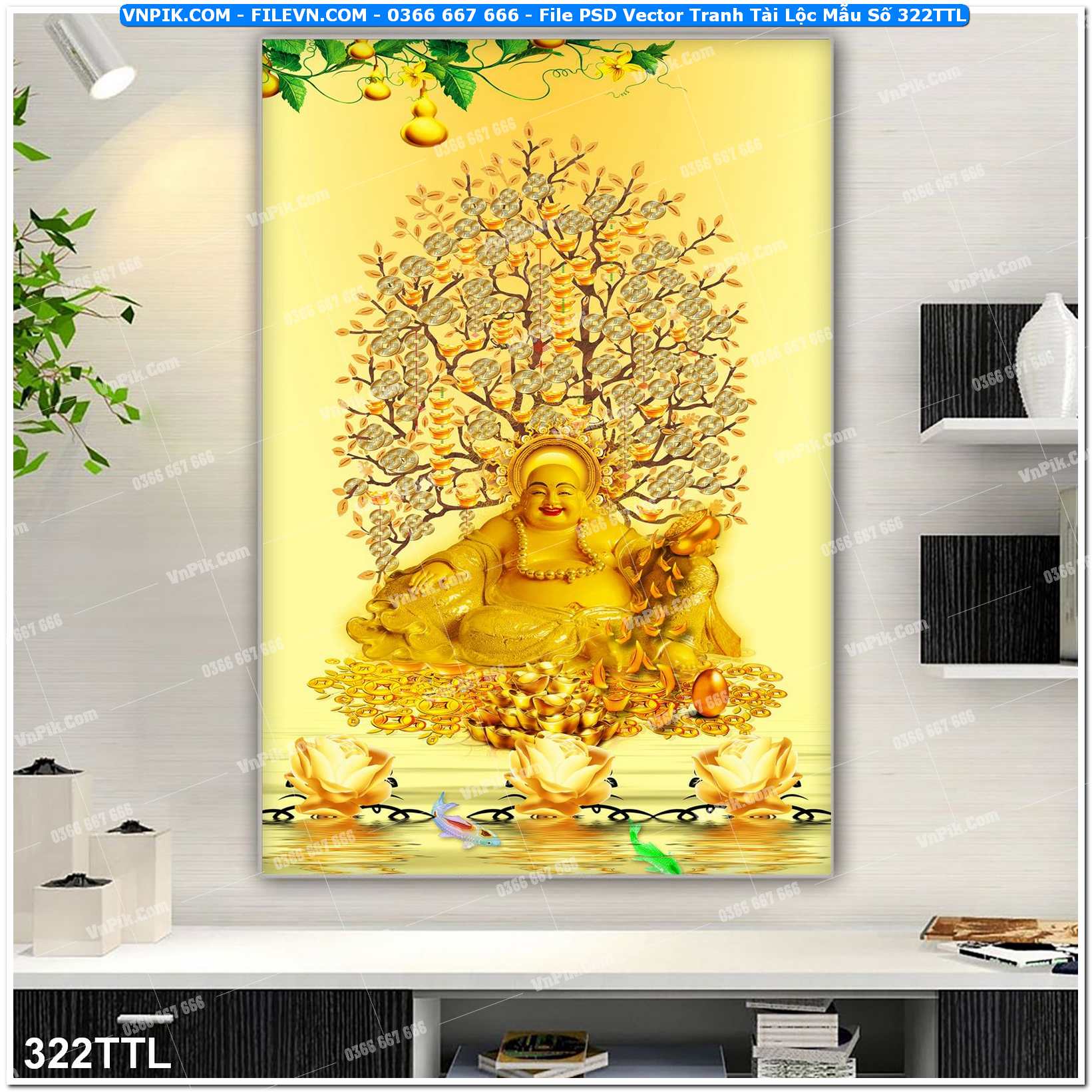 File PSD Vector Tranh Tài Lộc Mẫu Số 322TTL