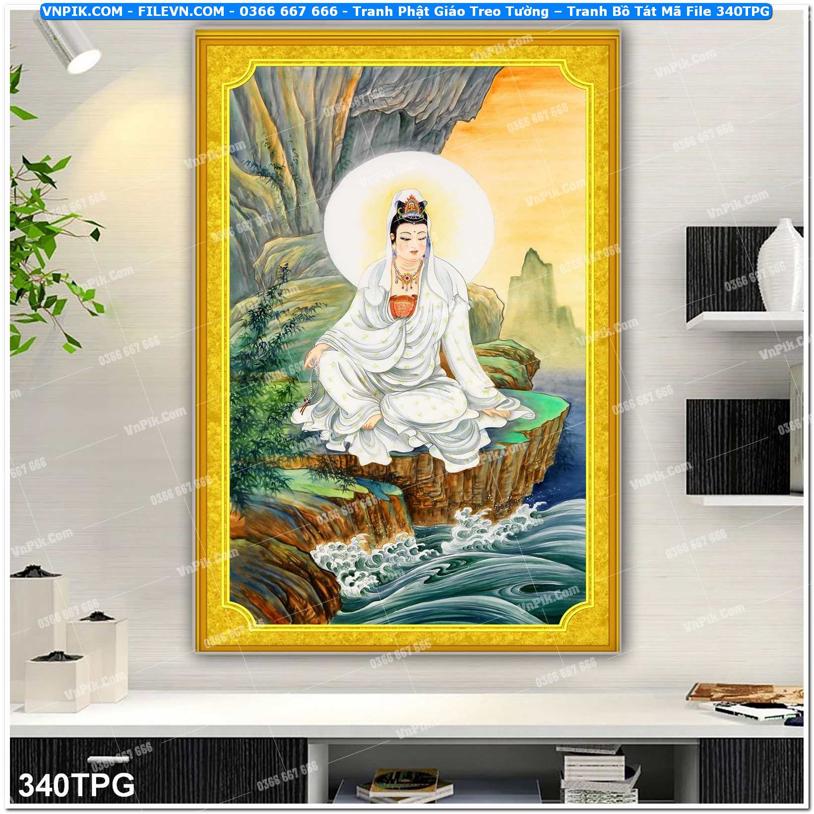 Tranh Phật Giáo Treo Tường – Tranh Bồ Tát Mã File 340TPG
