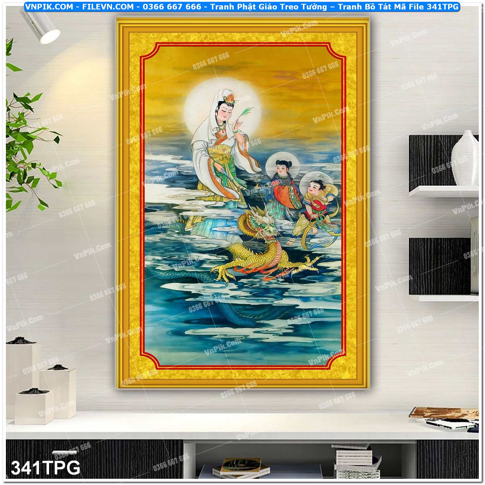 Tranh Phật Giáo Treo Tường – Tranh Bồ Tát Mã File 341TPG