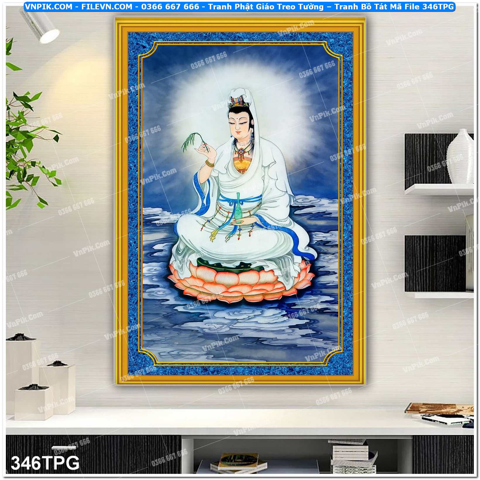 Tranh Phật Giáo Treo Tường – Tranh Bồ Tát Mã File 346TPG
