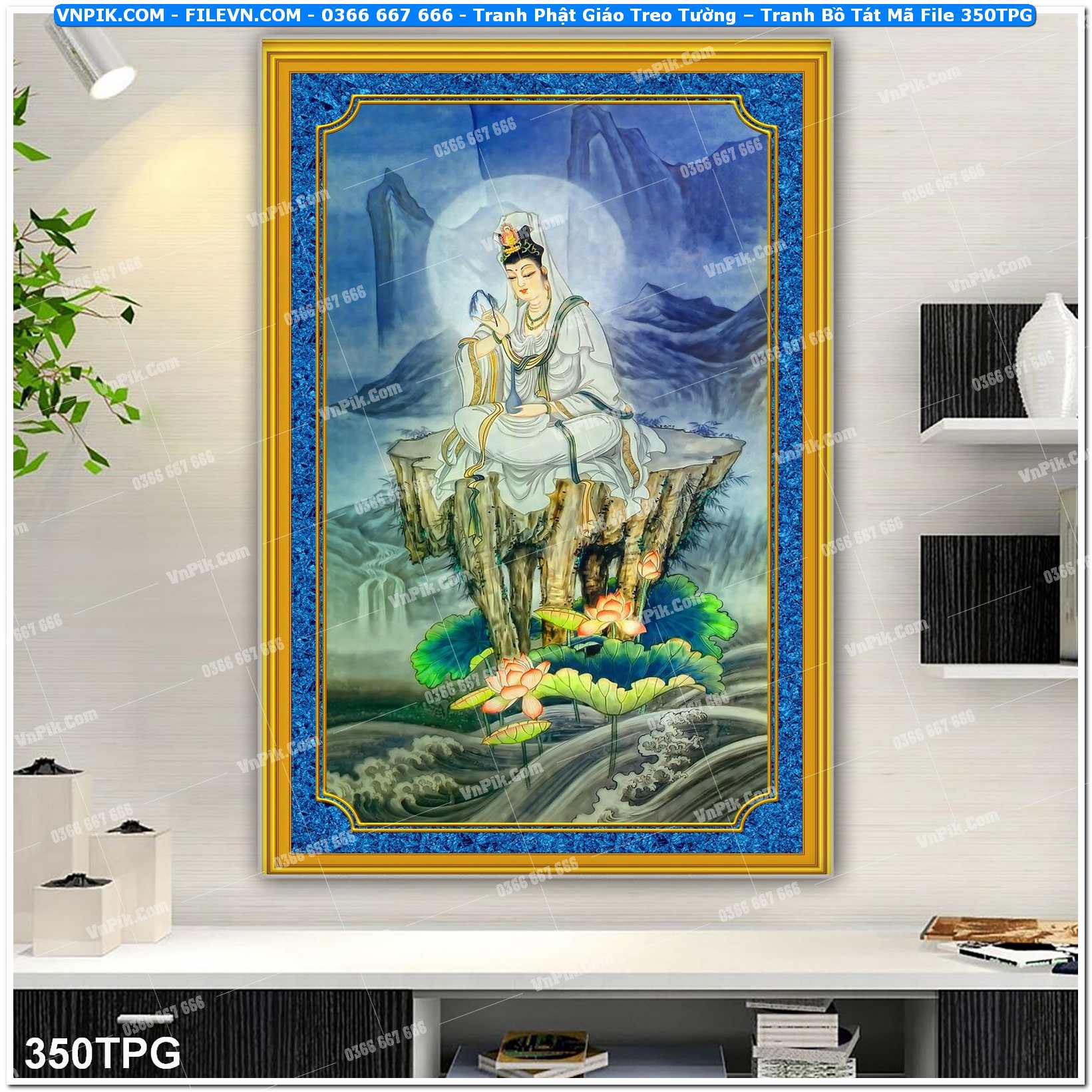 Tranh Phật Giáo Treo Tường – Tranh Bồ Tát Mã File 350TPG