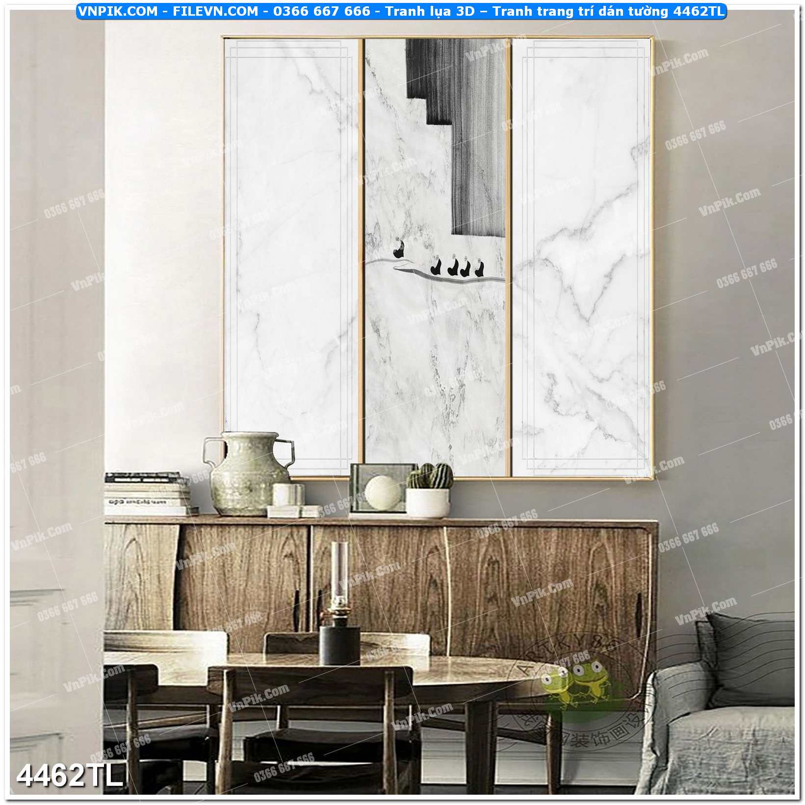 Tranh lụa 3D – Tranh trang trí dán tường 4462TL