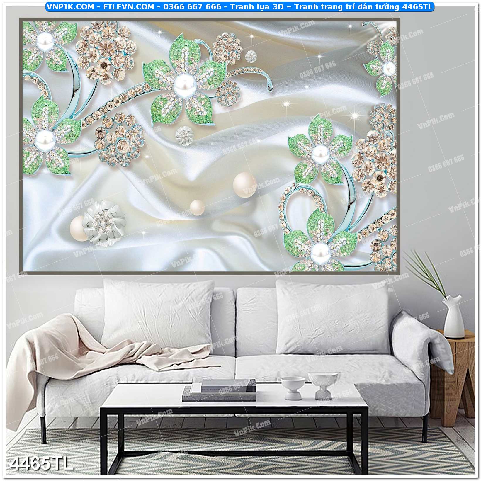 Tranh lụa 3D – Tranh trang trí dán tường 4465TL