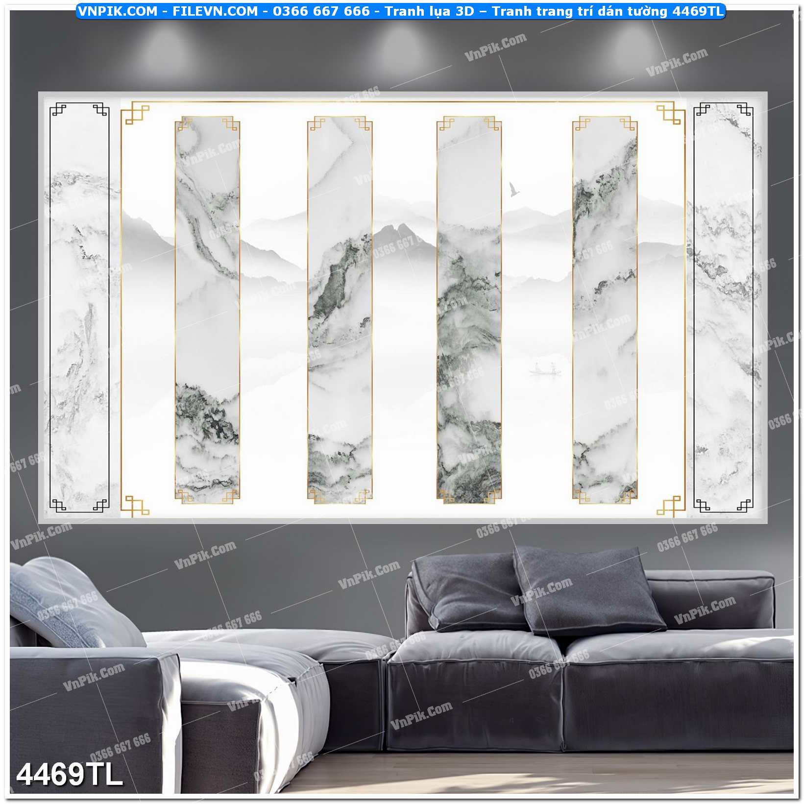 Tranh lụa 3D – Tranh trang trí dán tường 4469TL