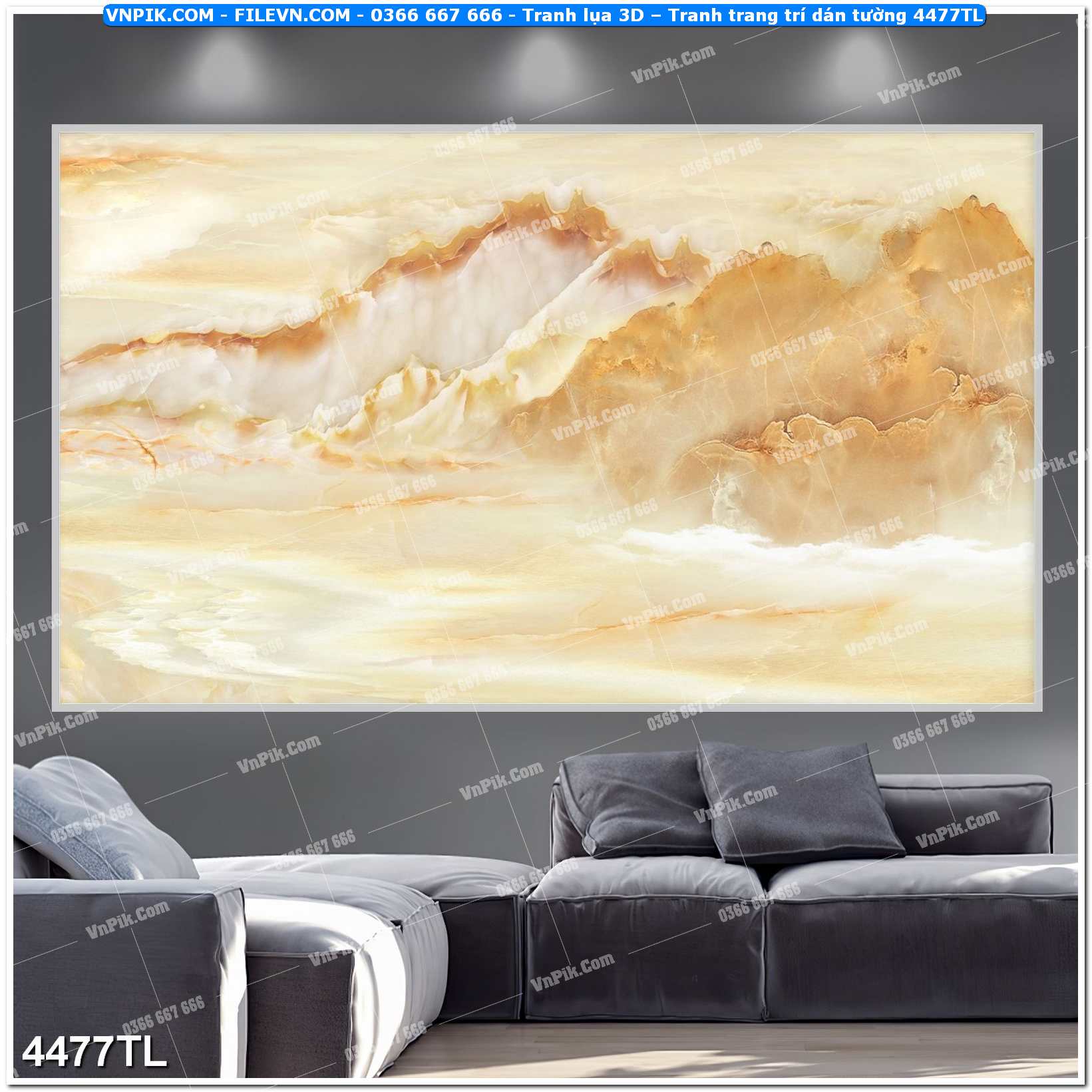 Tranh lụa 3D – Tranh trang trí dán tường 4477TL