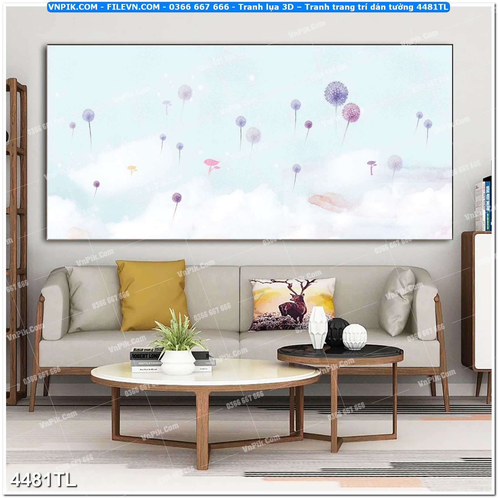 Tranh lụa 3D – Tranh trang trí dán tường 4481TL