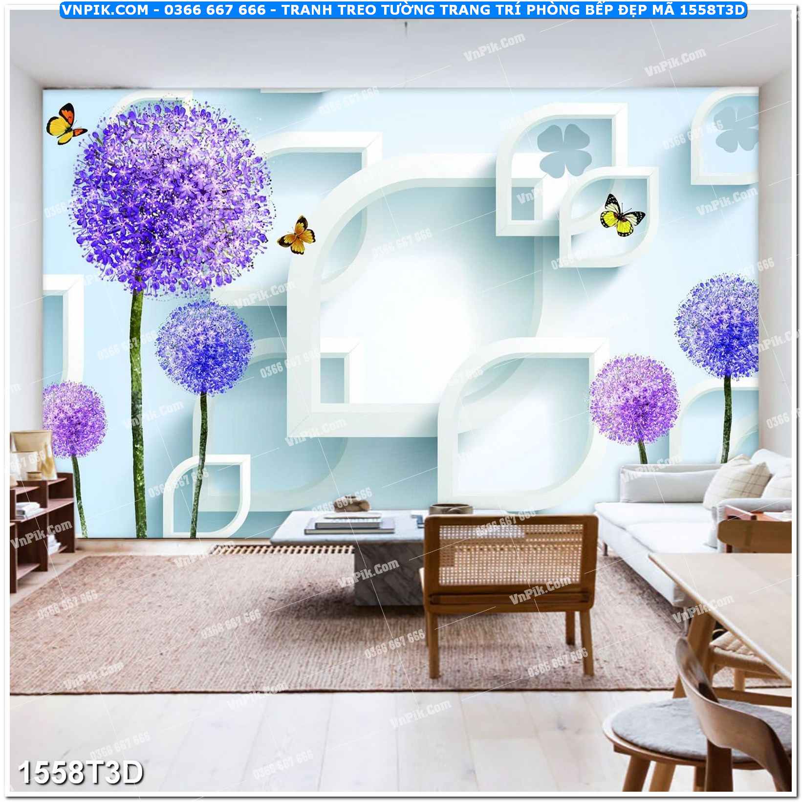 Trah Treo Tường – Tranh 3D Hiện Đại 1558T3D