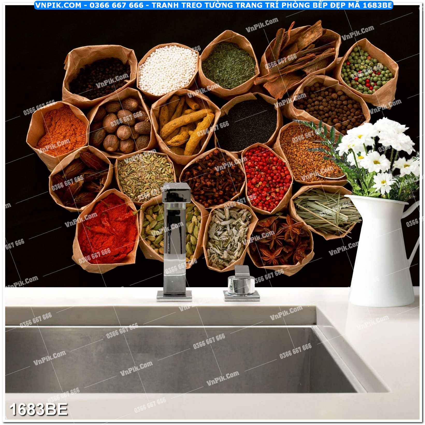 Tranh treo tường trang trí phòng bếp đẹp mã 1683BE
