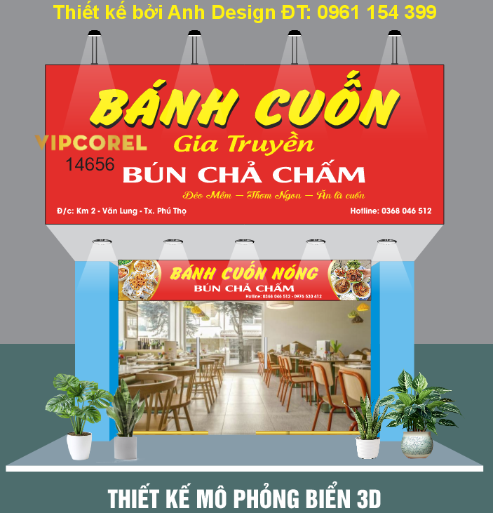 Bảng QC Bánh cuốn gia truyền - bún chả chấm file corel
