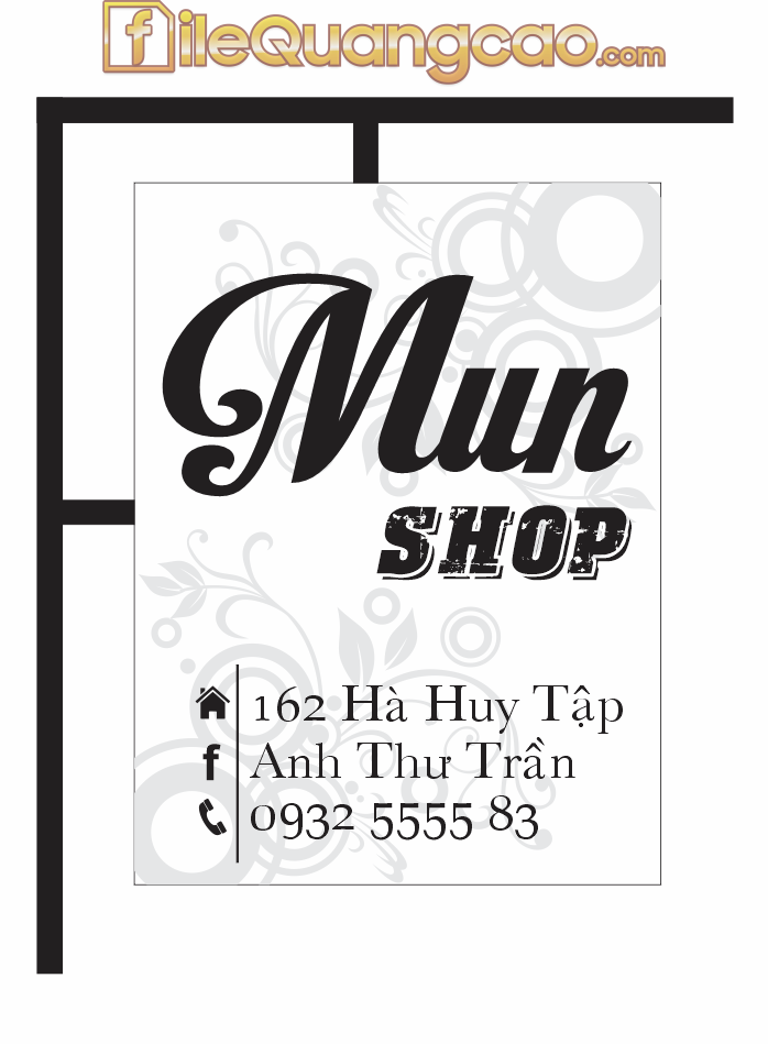 Market bảng hiệu Mun Shop - sỉ lẻ quần áo file CDR