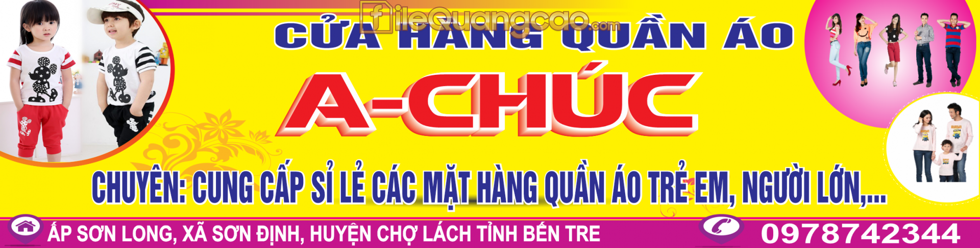 Bảng biển cửa hàng quần áo Anh Chúc file CDR