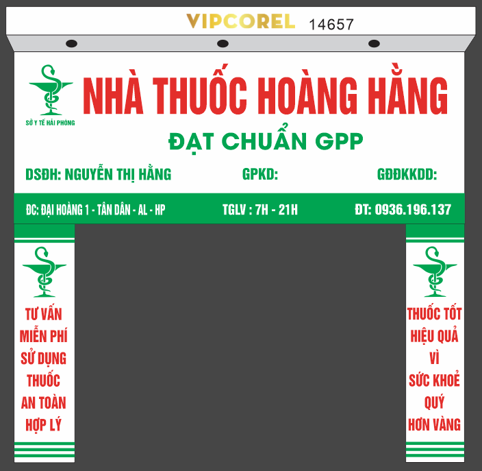 Biển quảng cáo Nhà thuốc Hoàng Hằng file corel