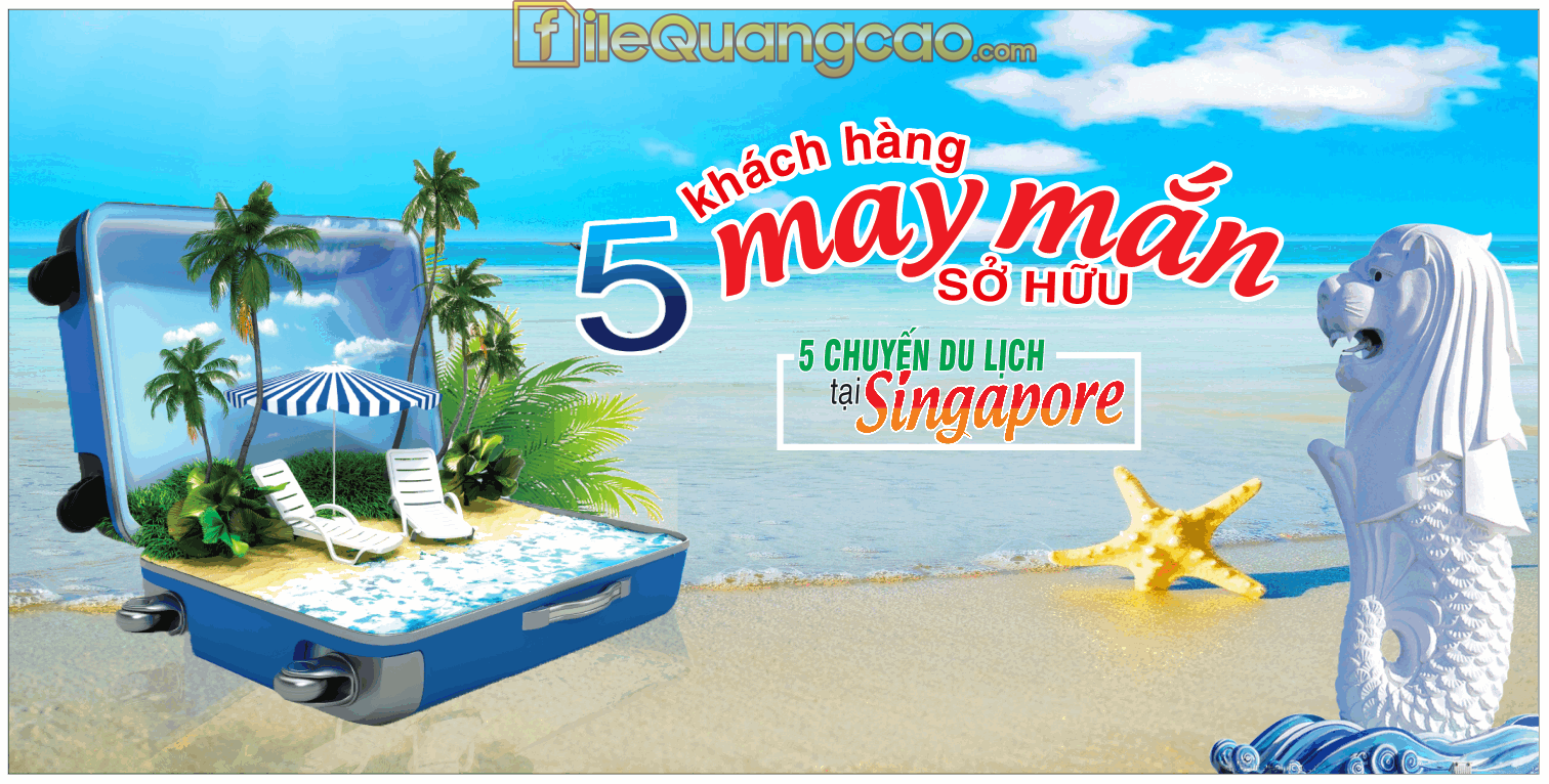 Banner tặng 5 khách hàng may mắn chuyến du lịch file CDR