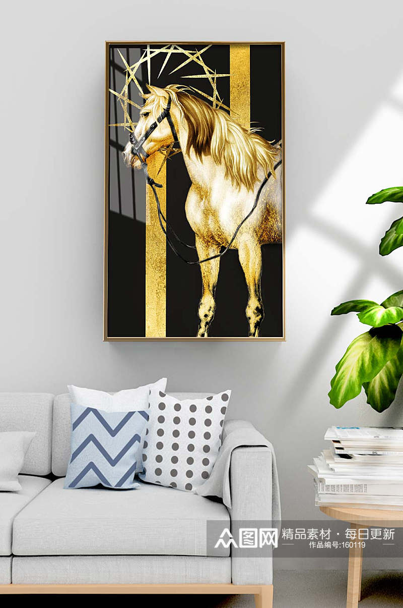 轻奢爱马仕手绘骏马装饰画