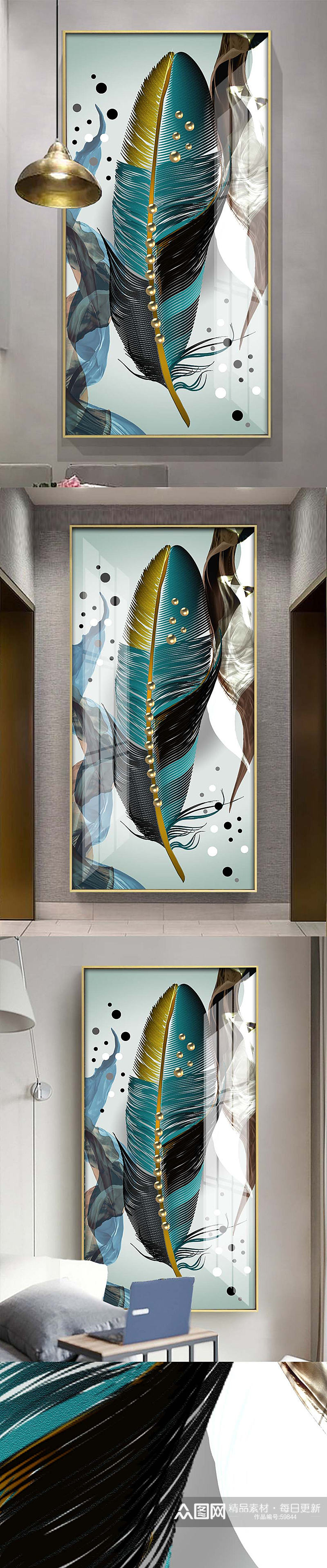 轻奢叶子线条装饰画