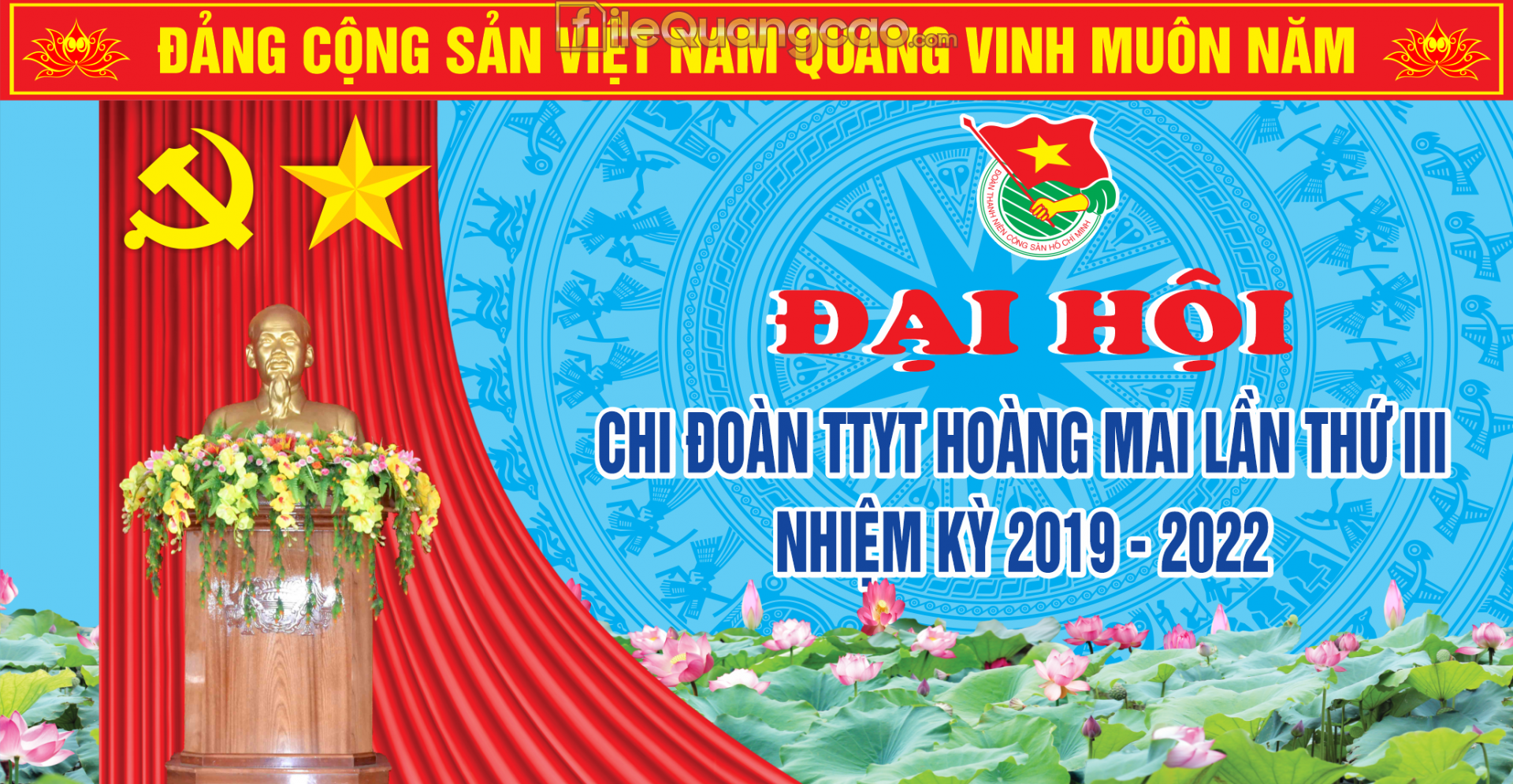 Backdrop Đại Hội chi đoàn TTYT Hoàng Mai 2019 file CDR