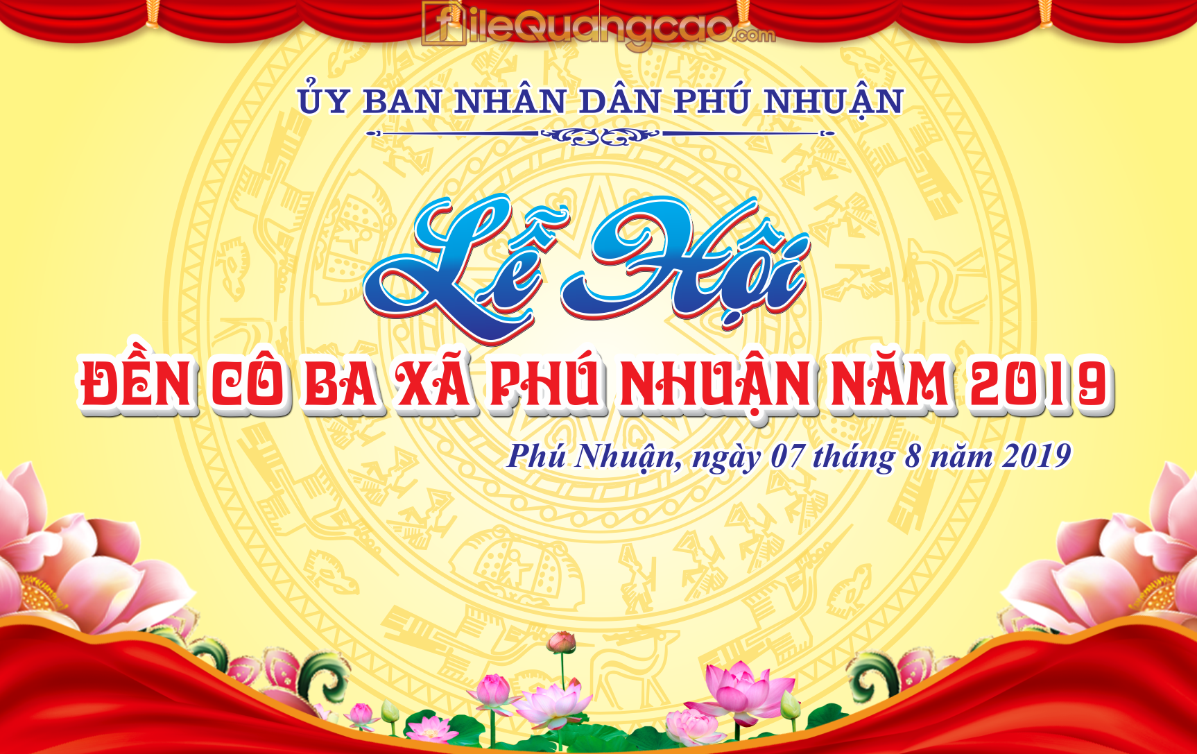 Backdrop Lễ Hội đền cô Ba xã Phú Nhuận 2019 CDR