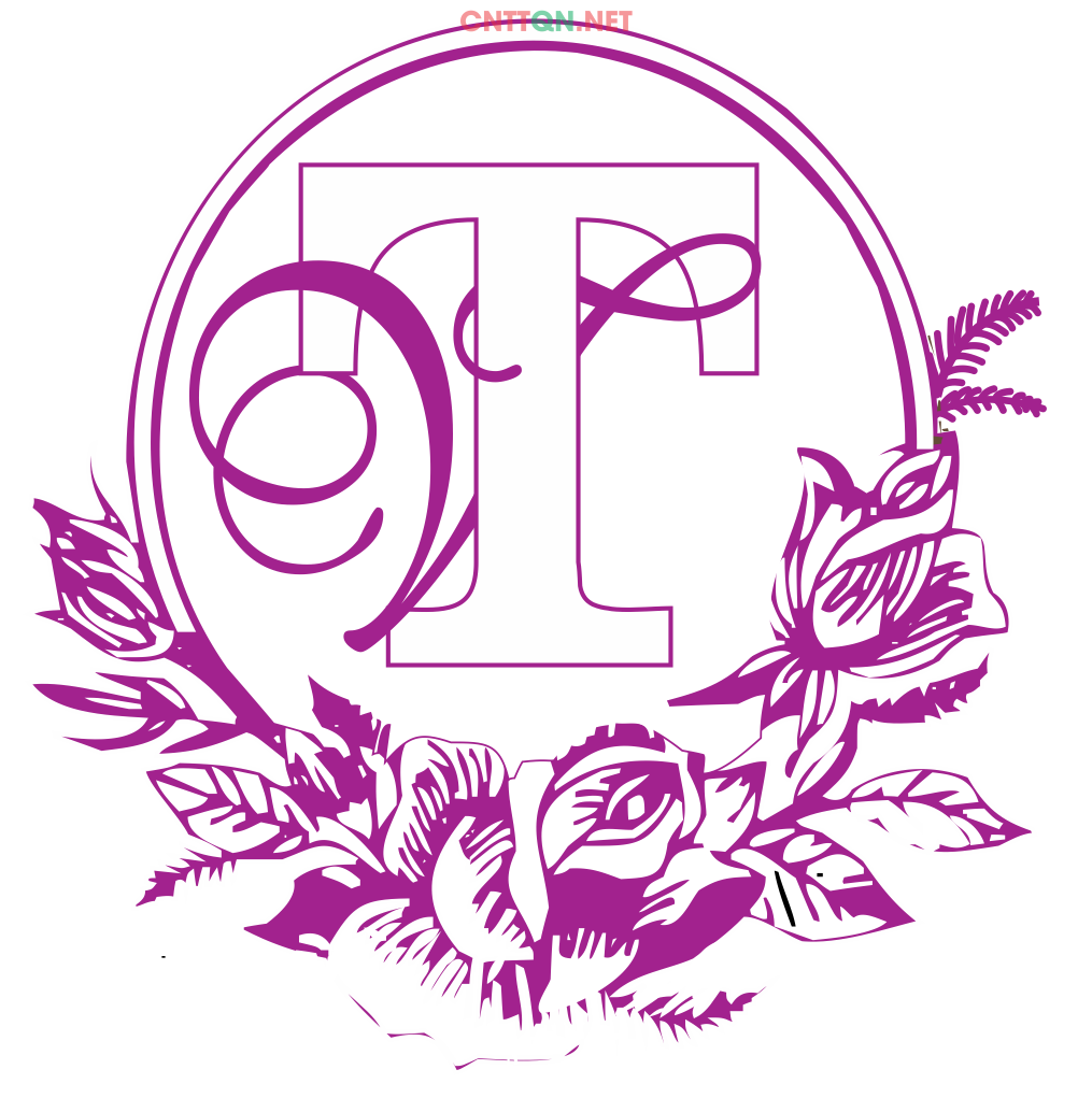 Chữ lồng ghép đôi "V&T" Wedding file CDR