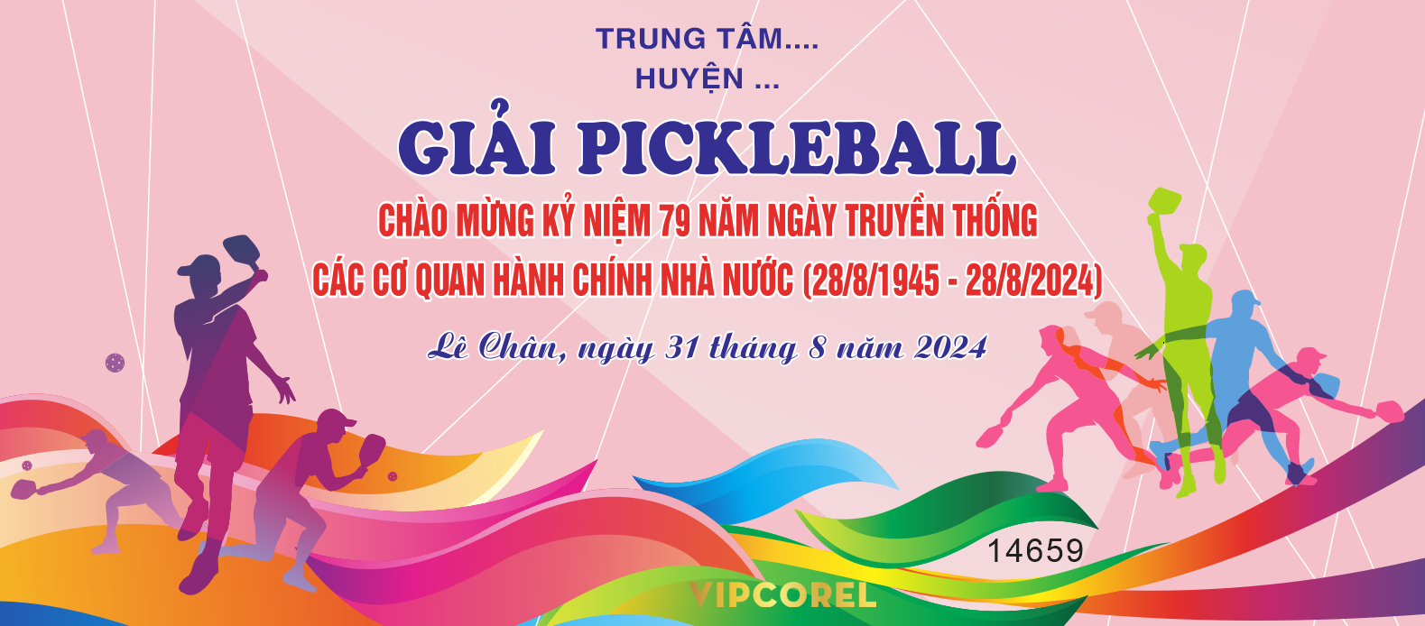 Backdrop Giải Pickleball 2025 chào mừng kỷ niệm file corel