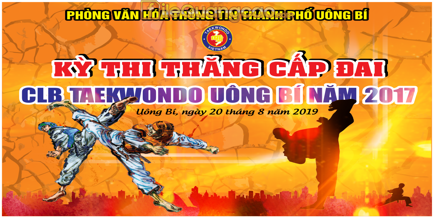 Backdrop kỳ thi thăng cấp đai CLB Taekwondo Uông Bí