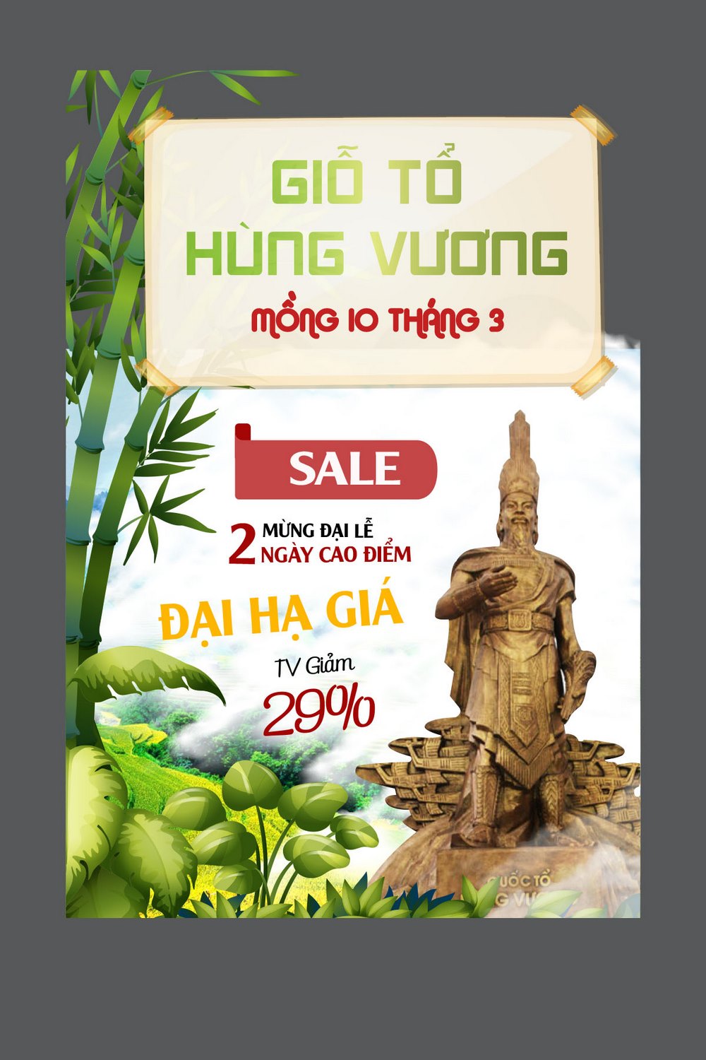 Poster ngày Lễ Giỗ Tổ Hùng Vương 10 tháng 3 file AI 35