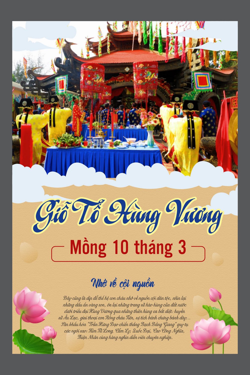 Poster ngày Lễ Giỗ Tổ Hùng Vương 10 tháng 3 file AI 34