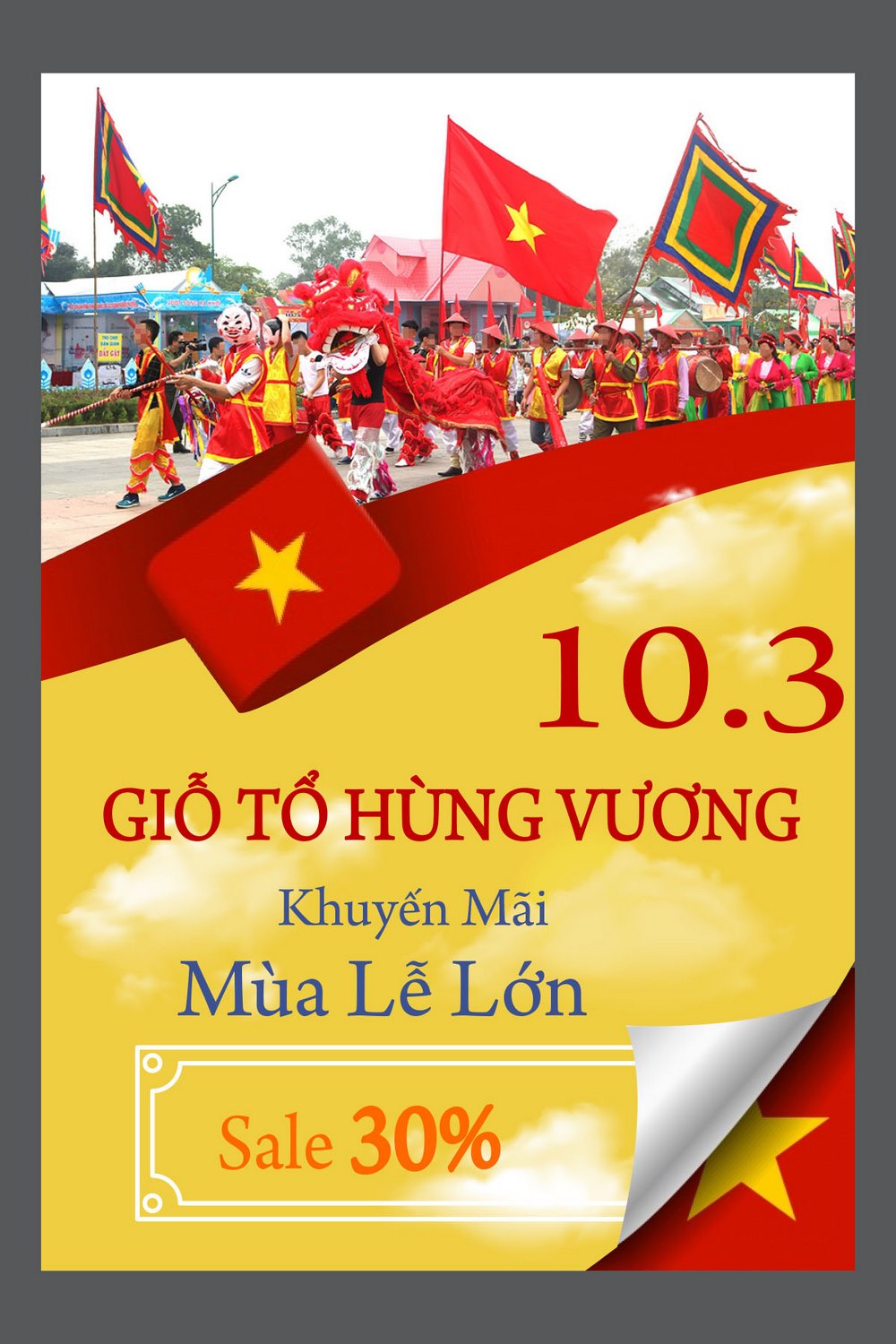 Poster ngày Lễ Giỗ Tổ Hùng Vương 10 tháng 3 file AI 25