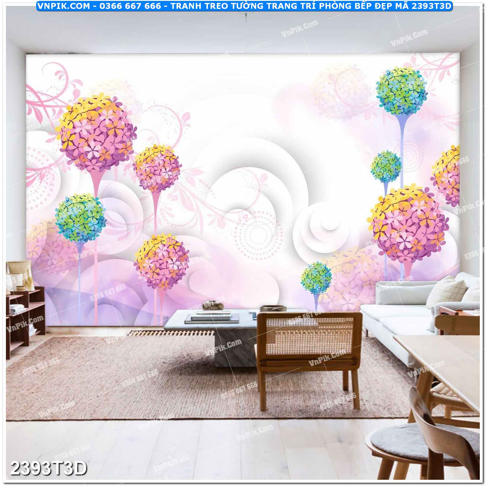 Trah Treo Tường – Tranh 3D Hiện Đại 2393T3D