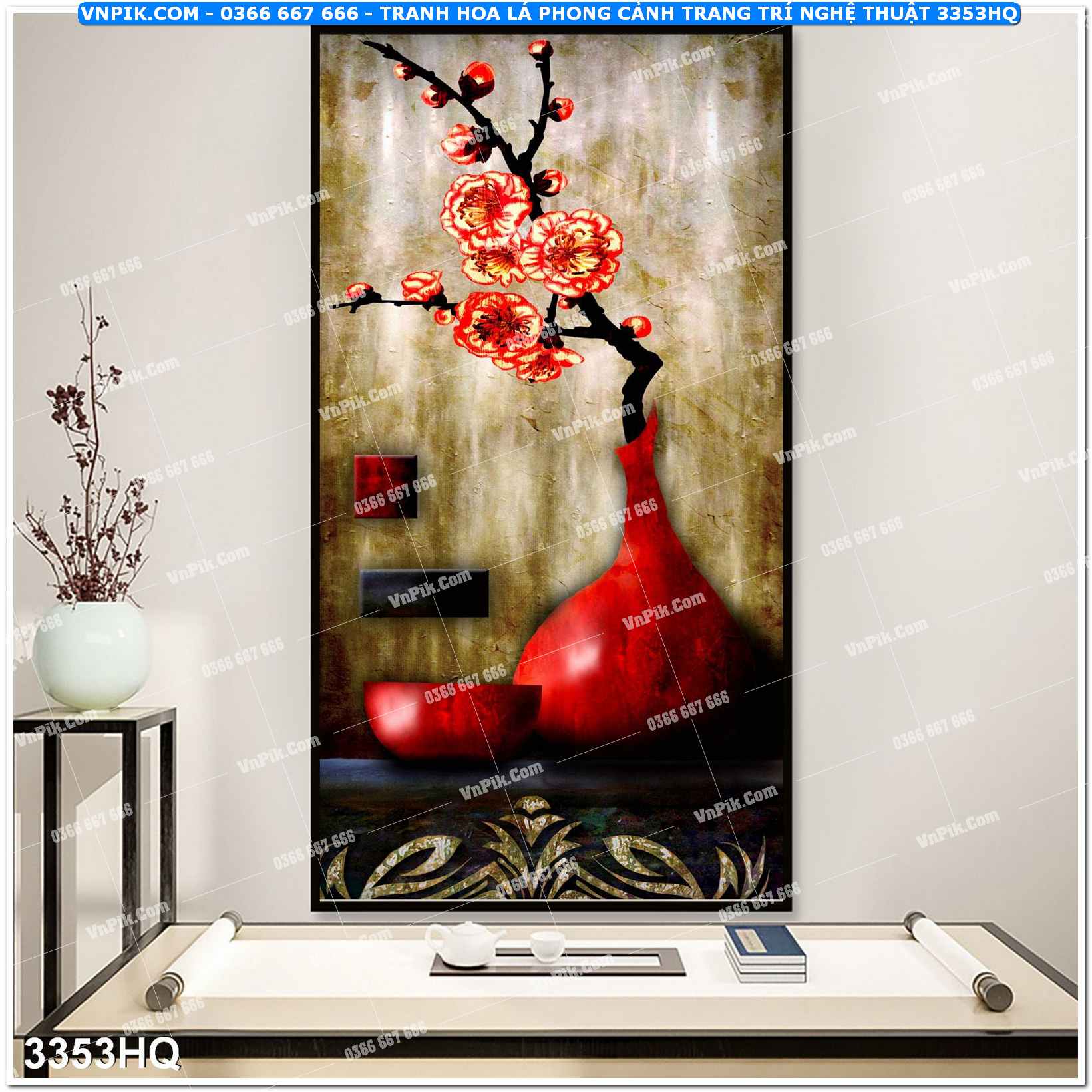 Tranh hoa lá phong cảnh trang trí nghệ thuật 3353HQ
