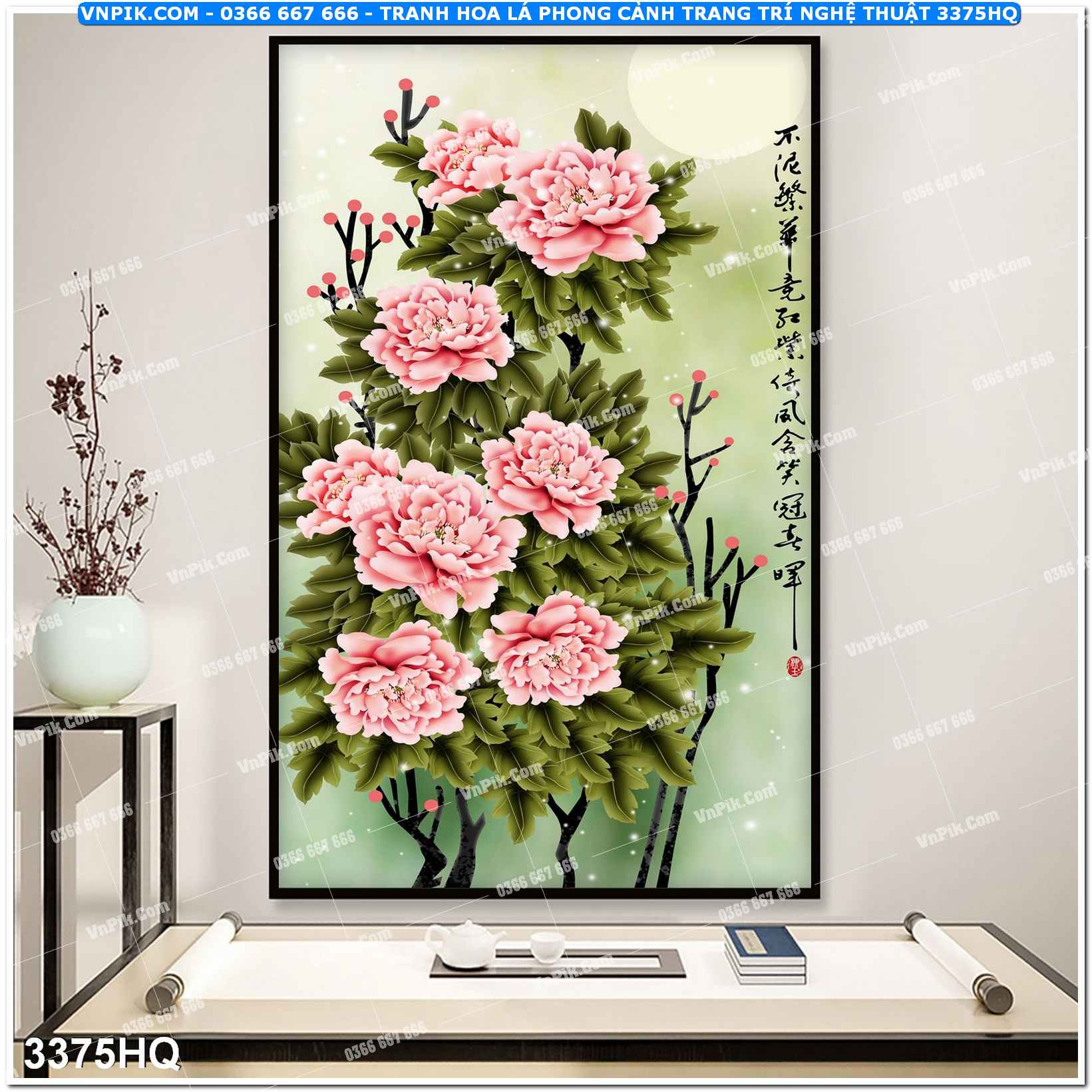 Tranh hoa lá phong cảnh trang trí nghệ thuật 3375HQ