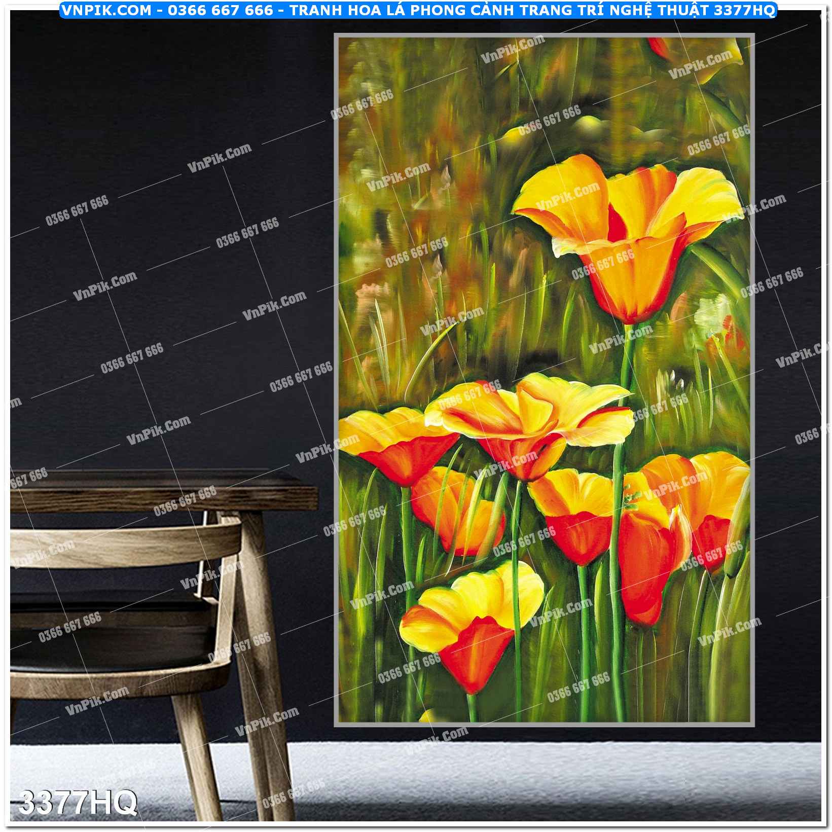 Tranh hoa lá phong cảnh trang trí nghệ thuật 3377HQ