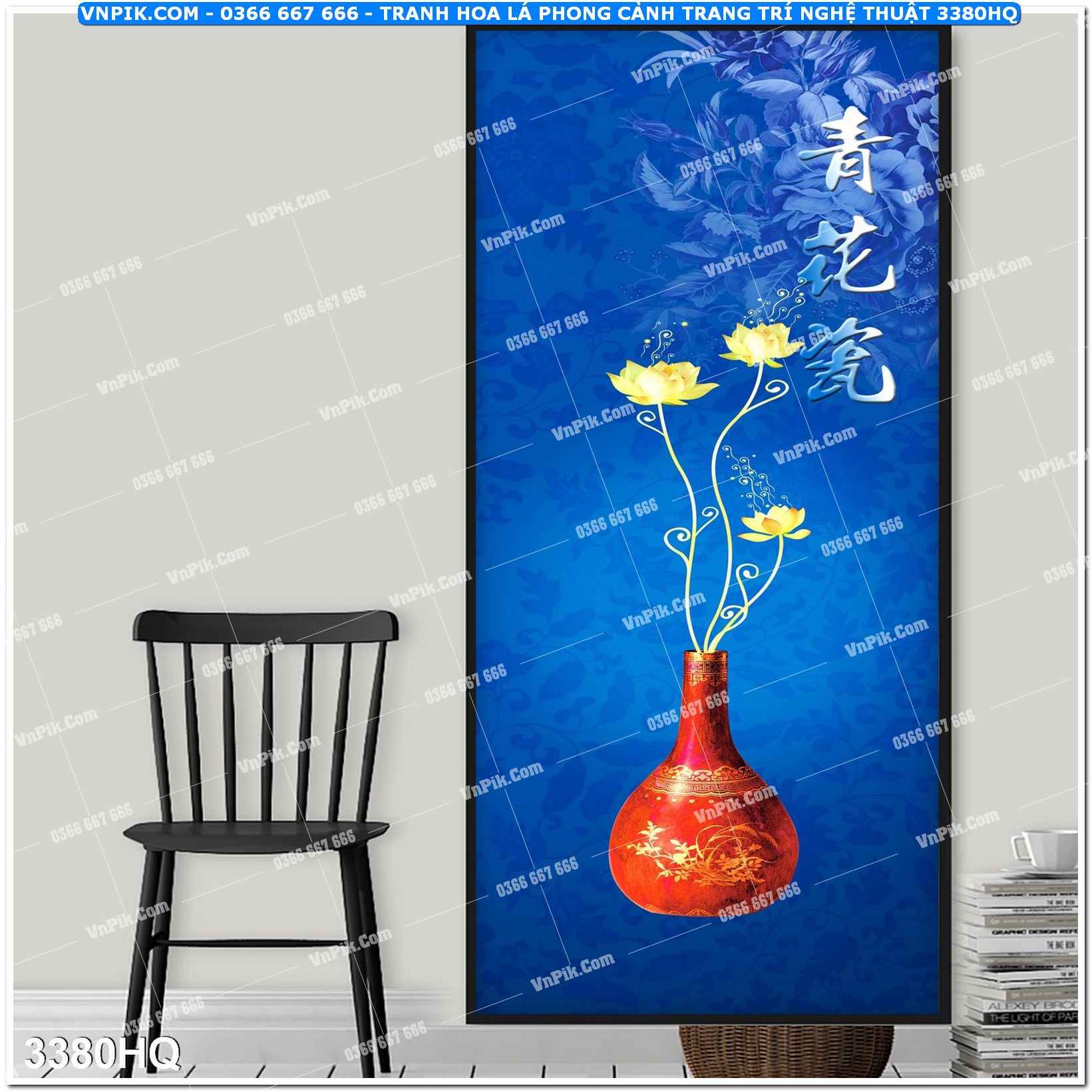 Tranh hoa lá phong cảnh trang trí nghệ thuật 3380HQ