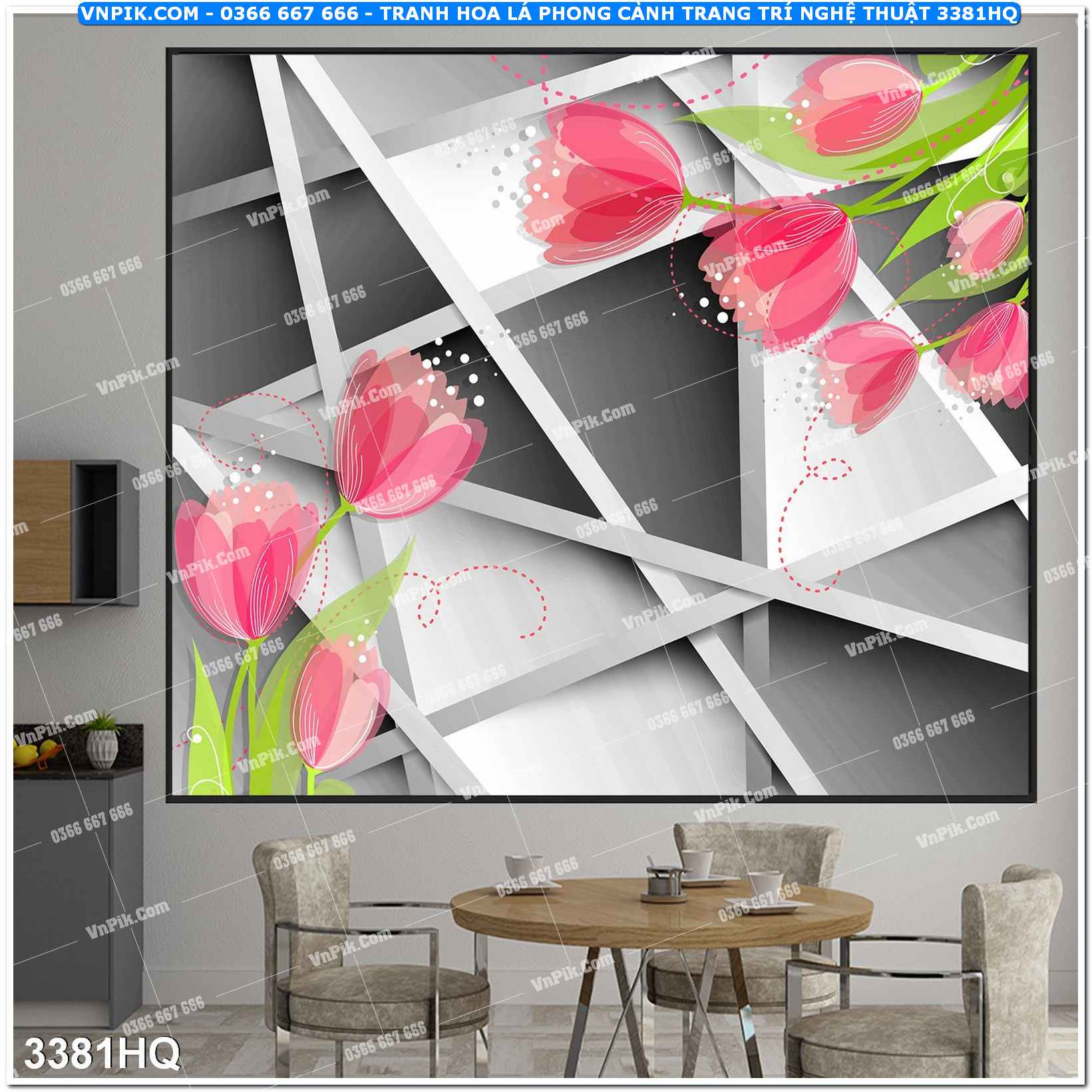 Tranh hoa lá phong cảnh trang trí nghệ thuật 3381HQ