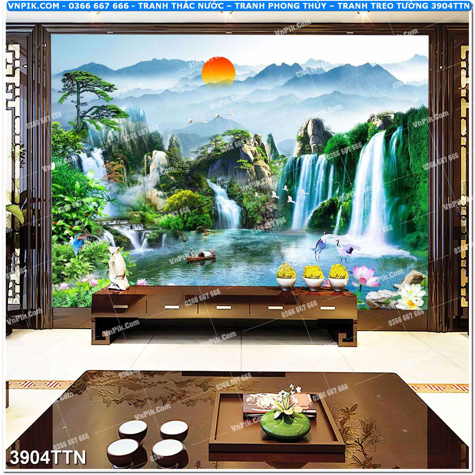 Tranh thác nước – Tranh phong thủy – Tranh treo tường mã 3904TTN