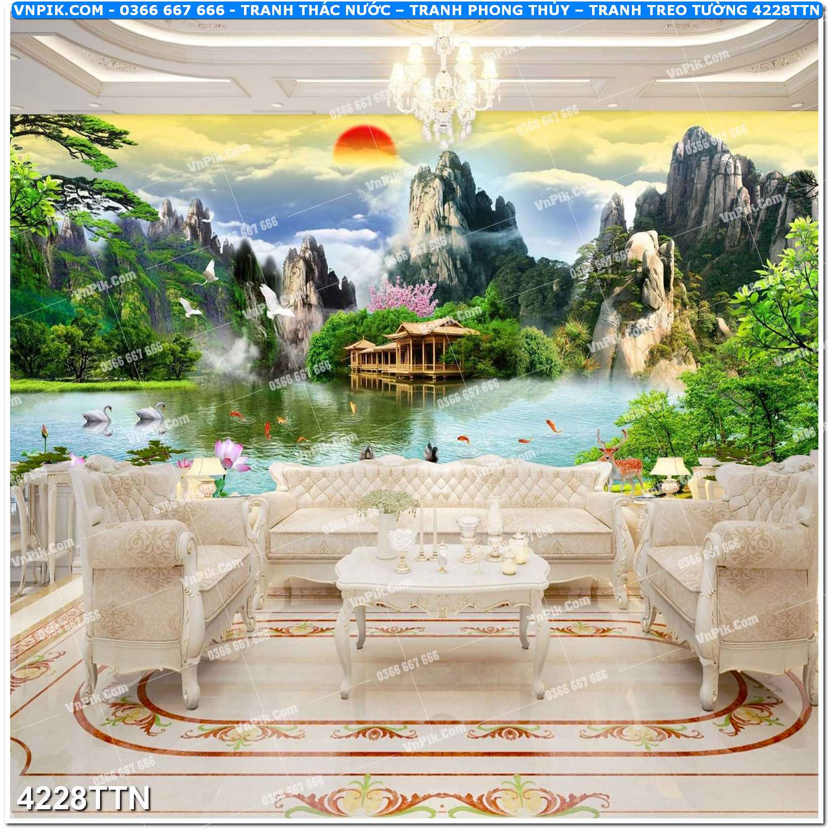 Tranh thác nước – Tranh phong thủy – Tranh treo tường mã 4228TTN