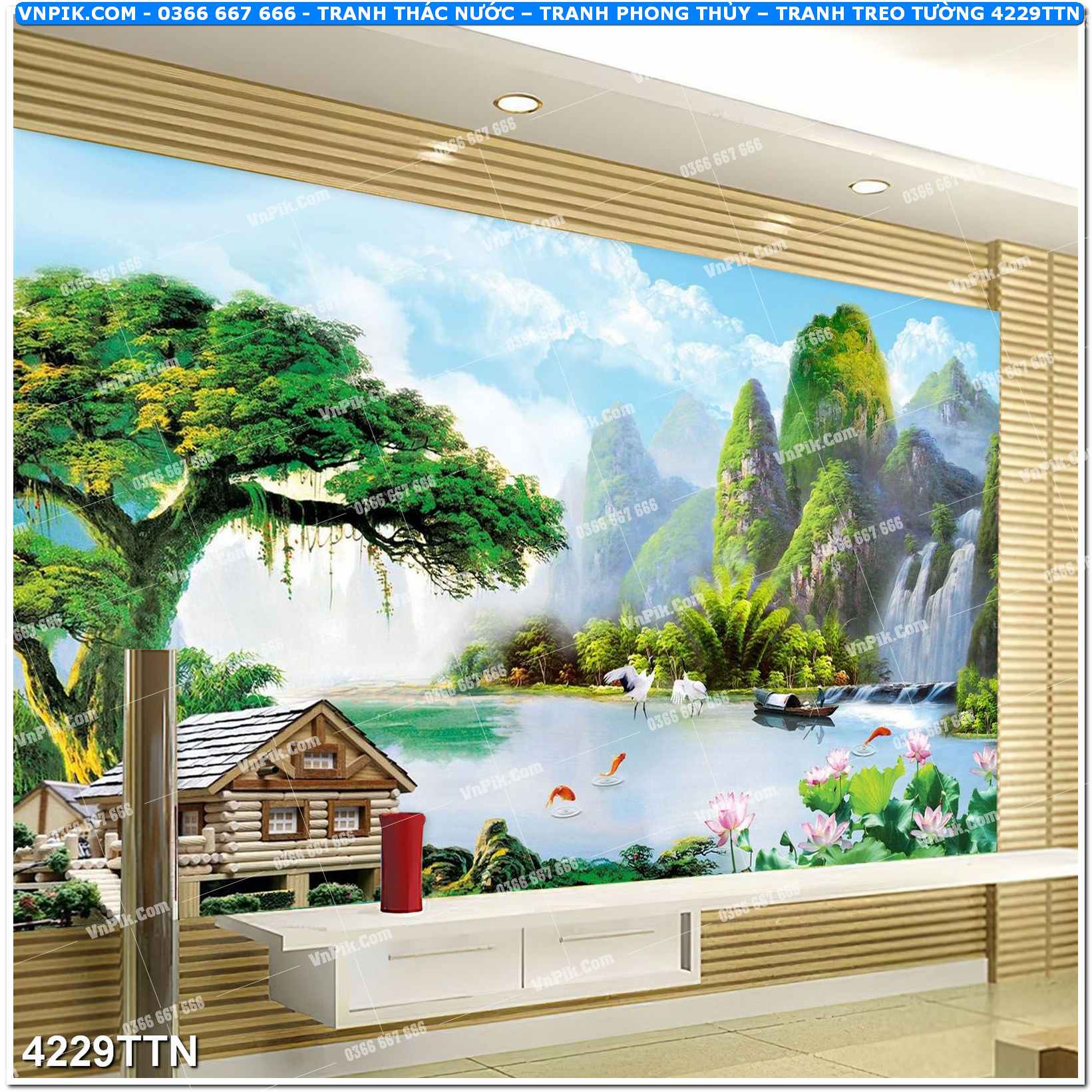 Tranh thác nước – Tranh phong thủy – Tranh treo tường mã 4229TTN