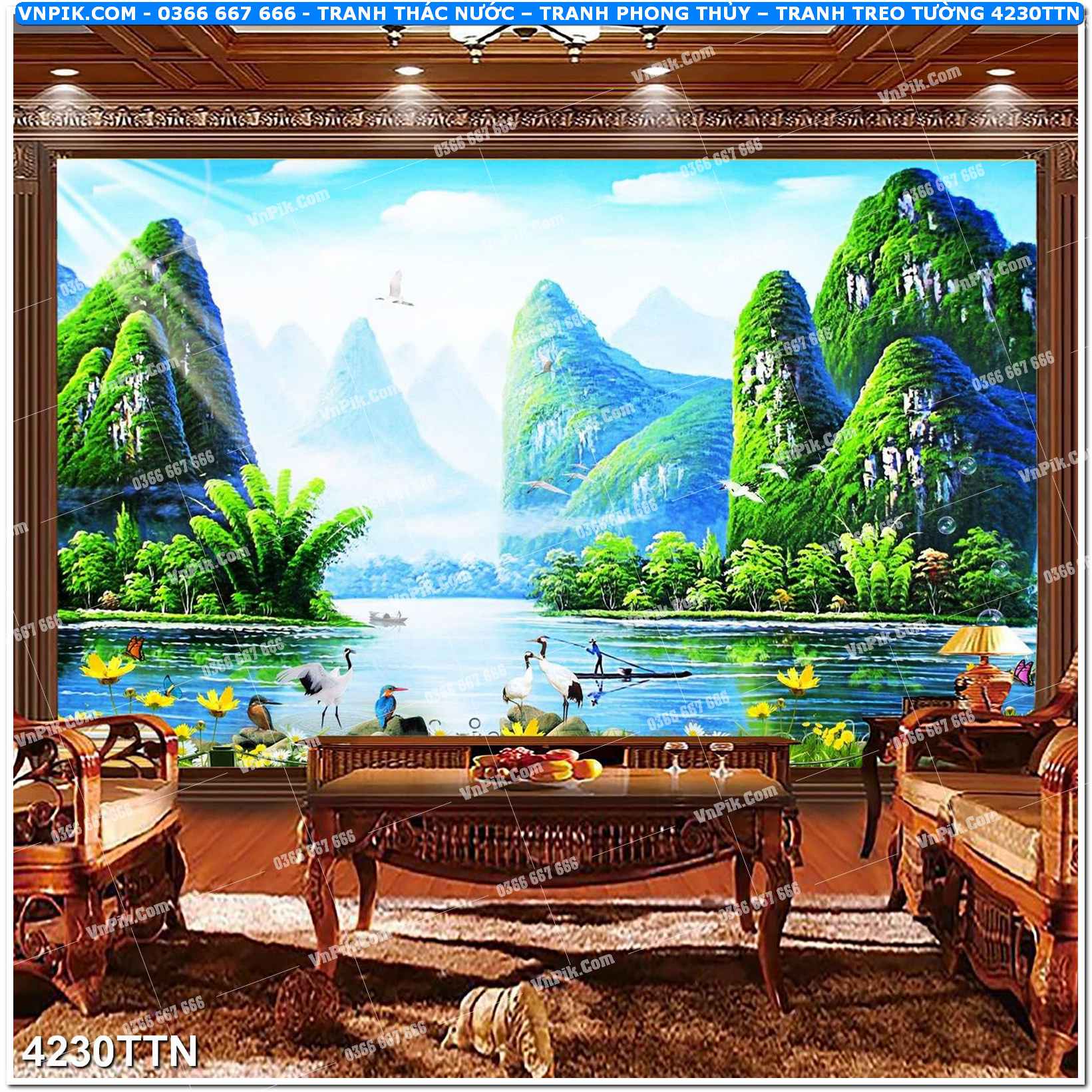 Tranh thác nước – Tranh phong thủy – Tranh treo tường mã 4230TTN