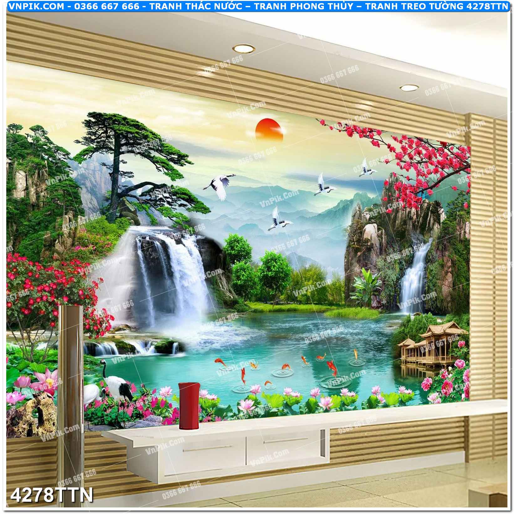 Tranh thác nước – Tranh phong thủy – Tranh treo tường mã 4278TTN