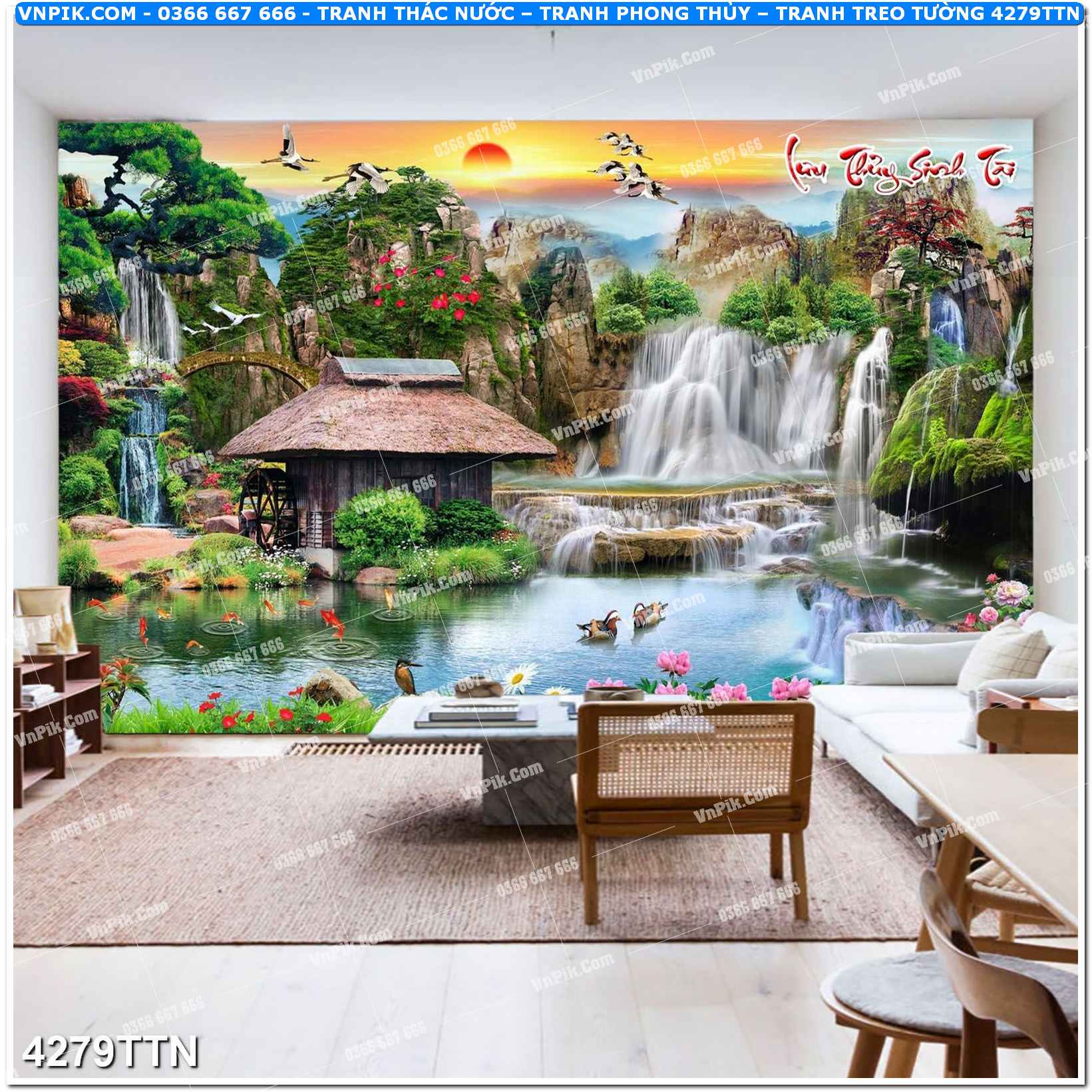 Tranh thác nước – Tranh phong thủy – Tranh treo tường mã 4279TTN
