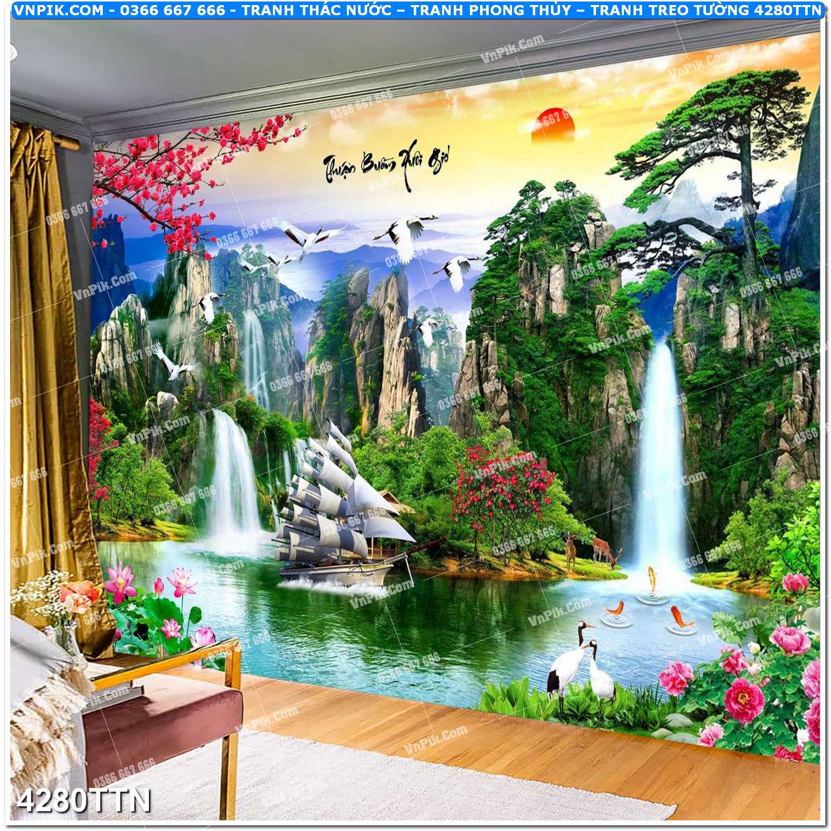 Tranh thác nước – Tranh phong thủy – Tranh treo tường mã 4280TTN