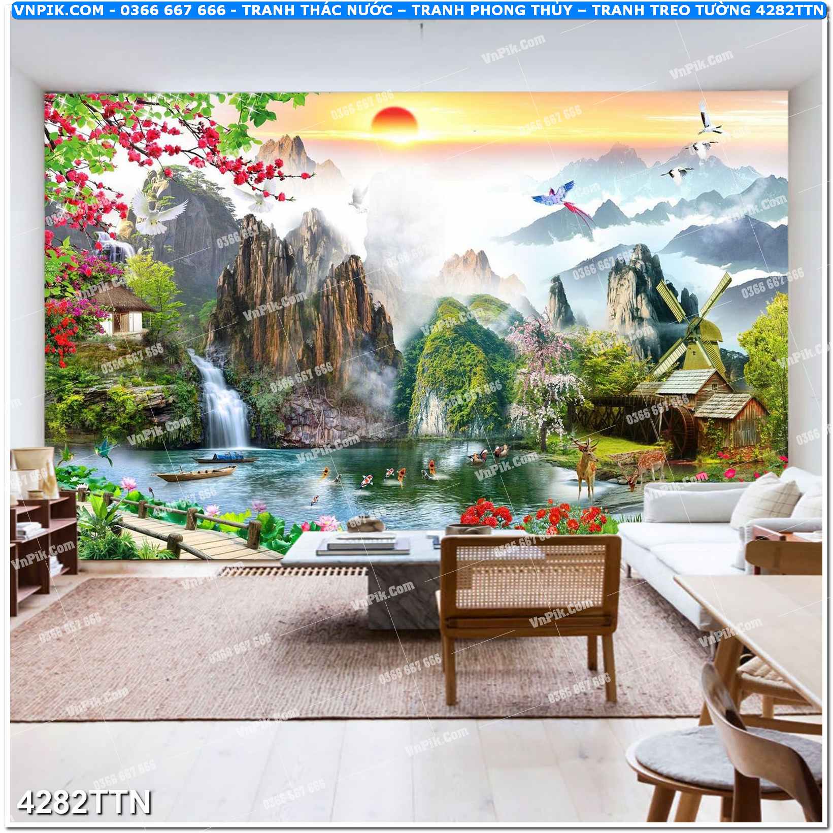 Tranh thác nước – Tranh phong thủy – Tranh treo tường mã 4282TTN