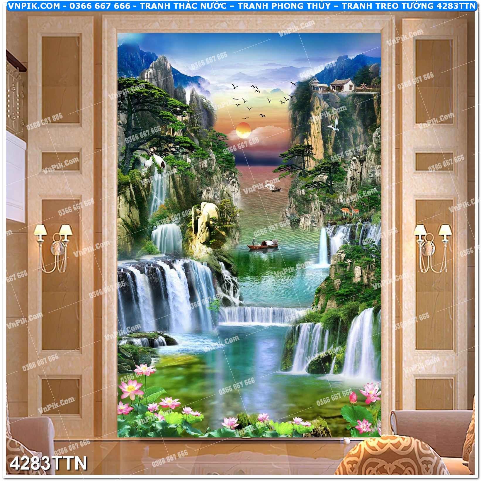 Tranh thác nước – Tranh phong thủy – Tranh treo tường mã 4283TTN