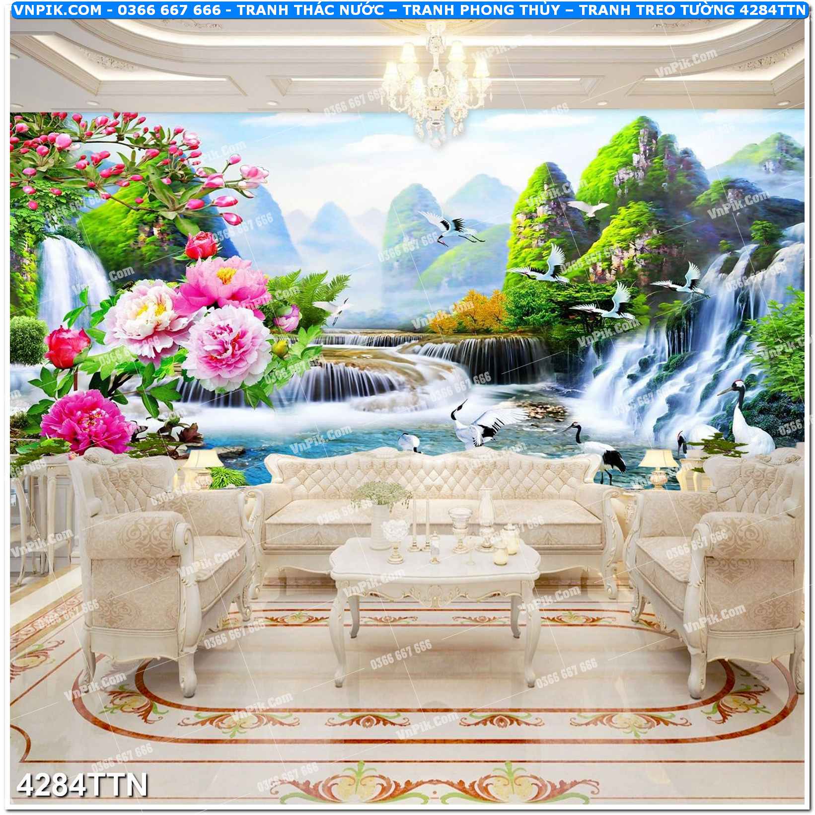 Tranh thác nước – Tranh phong thủy – Tranh treo tường mã 4284TTN