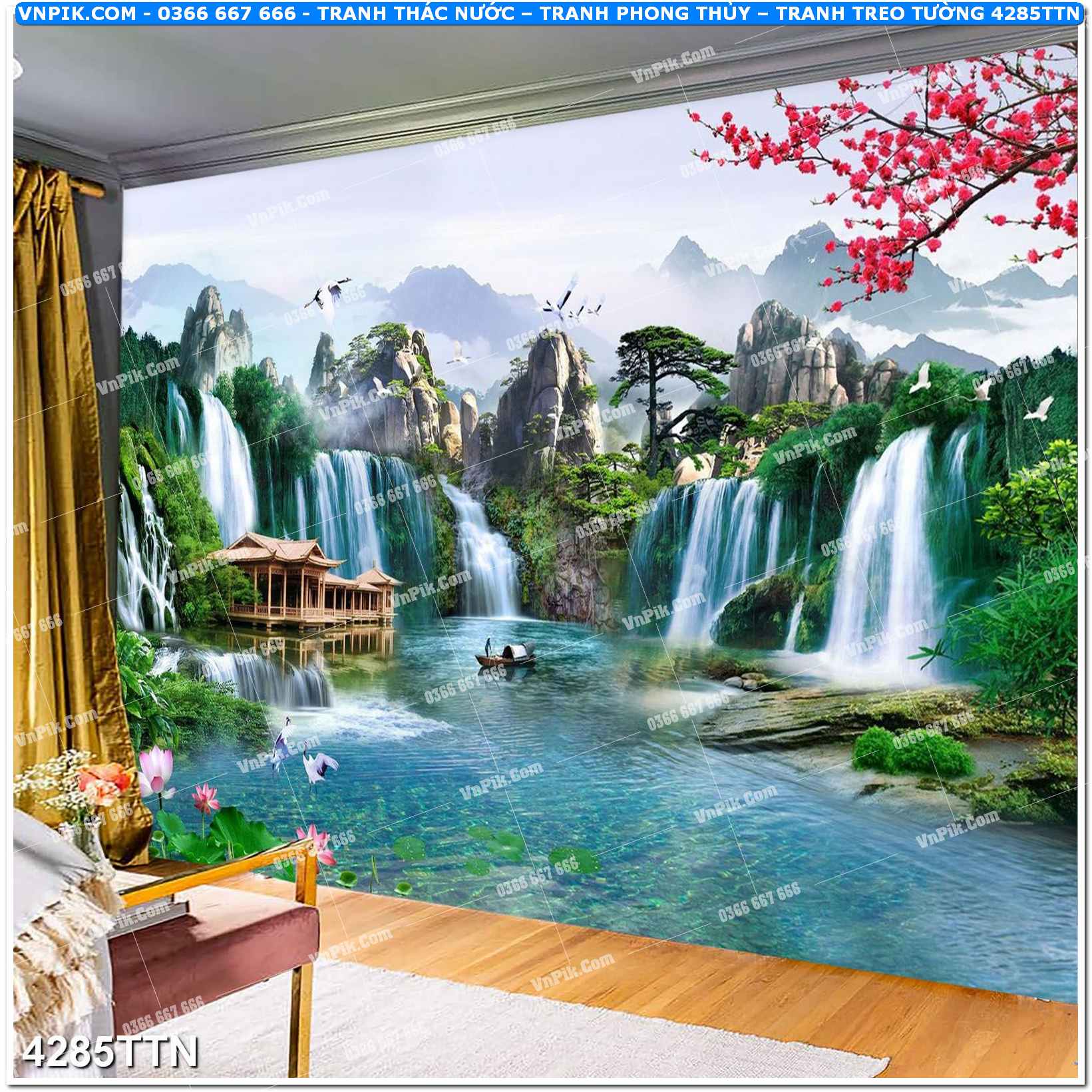 Tranh thác nước – Tranh phong thủy – Tranh treo tường mã 4285TTN