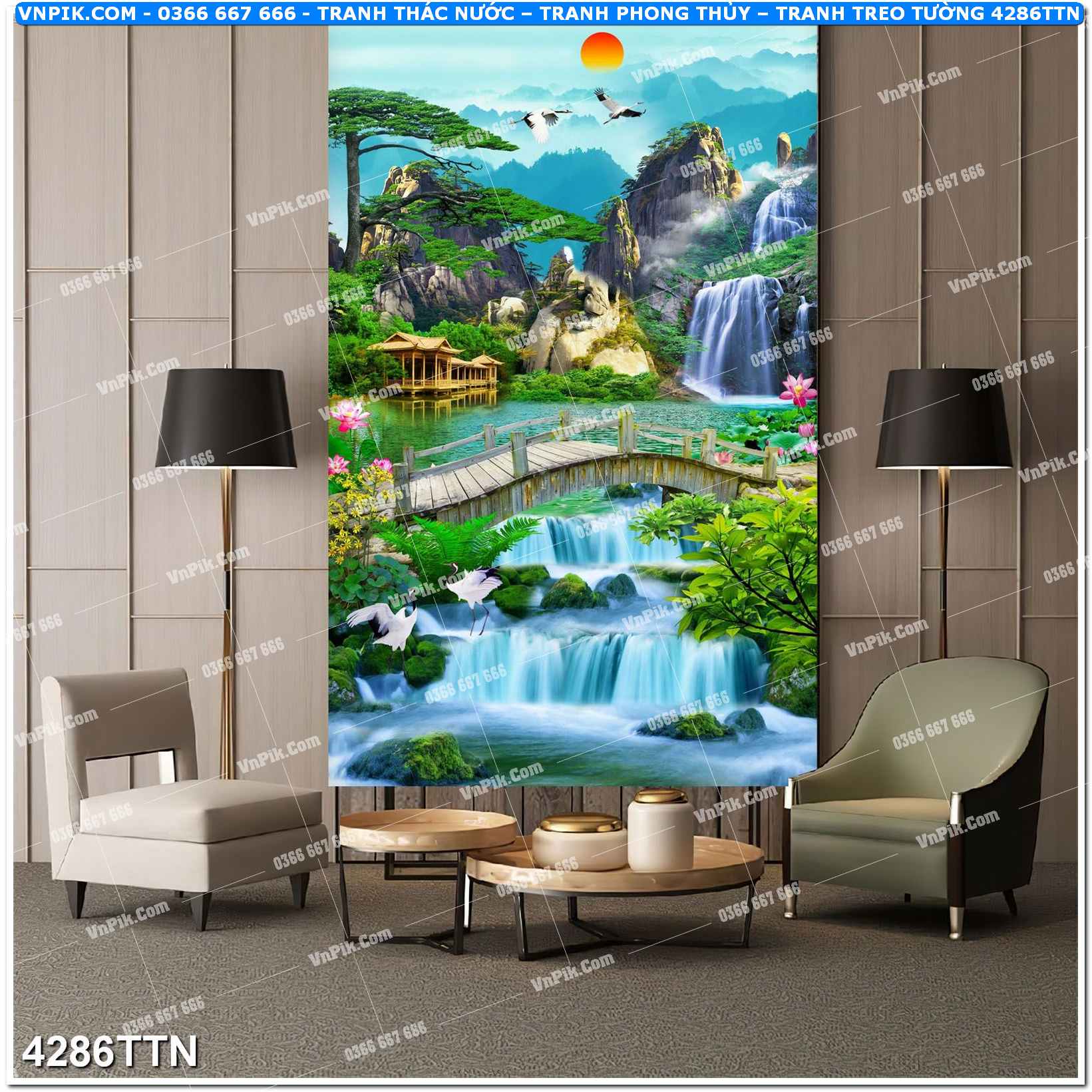 Tranh thác nước – Tranh phong thủy – Tranh treo tường mã 4286TTN
