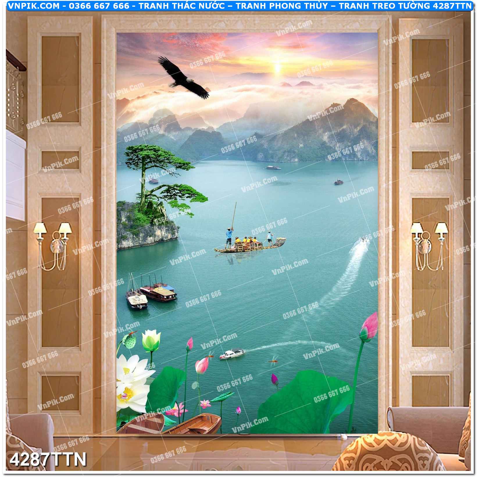 Tranh thác nước – Tranh phong thủy – Tranh treo tường mã 4287TTN