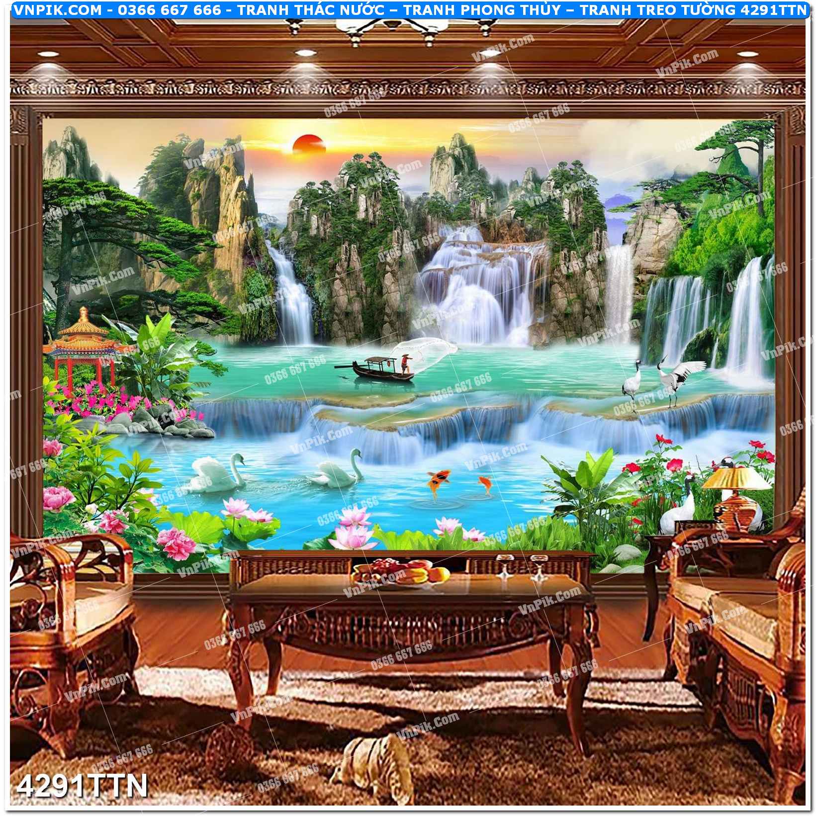 Tranh thác nước – Tranh phong thủy – Tranh treo tường mã 4291TTN