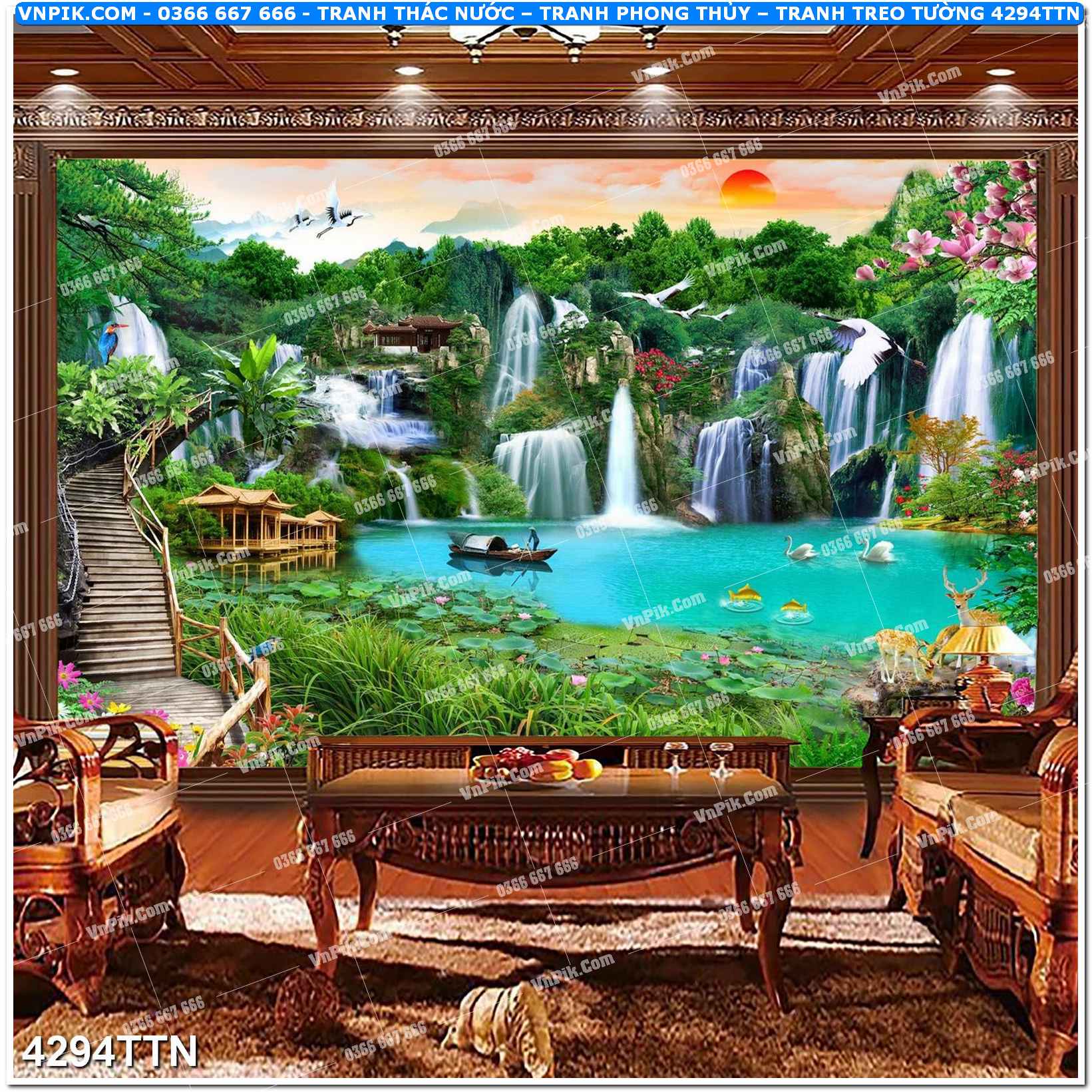 Tranh thác nước – Tranh phong thủy – Tranh treo tường mã 4294TTN