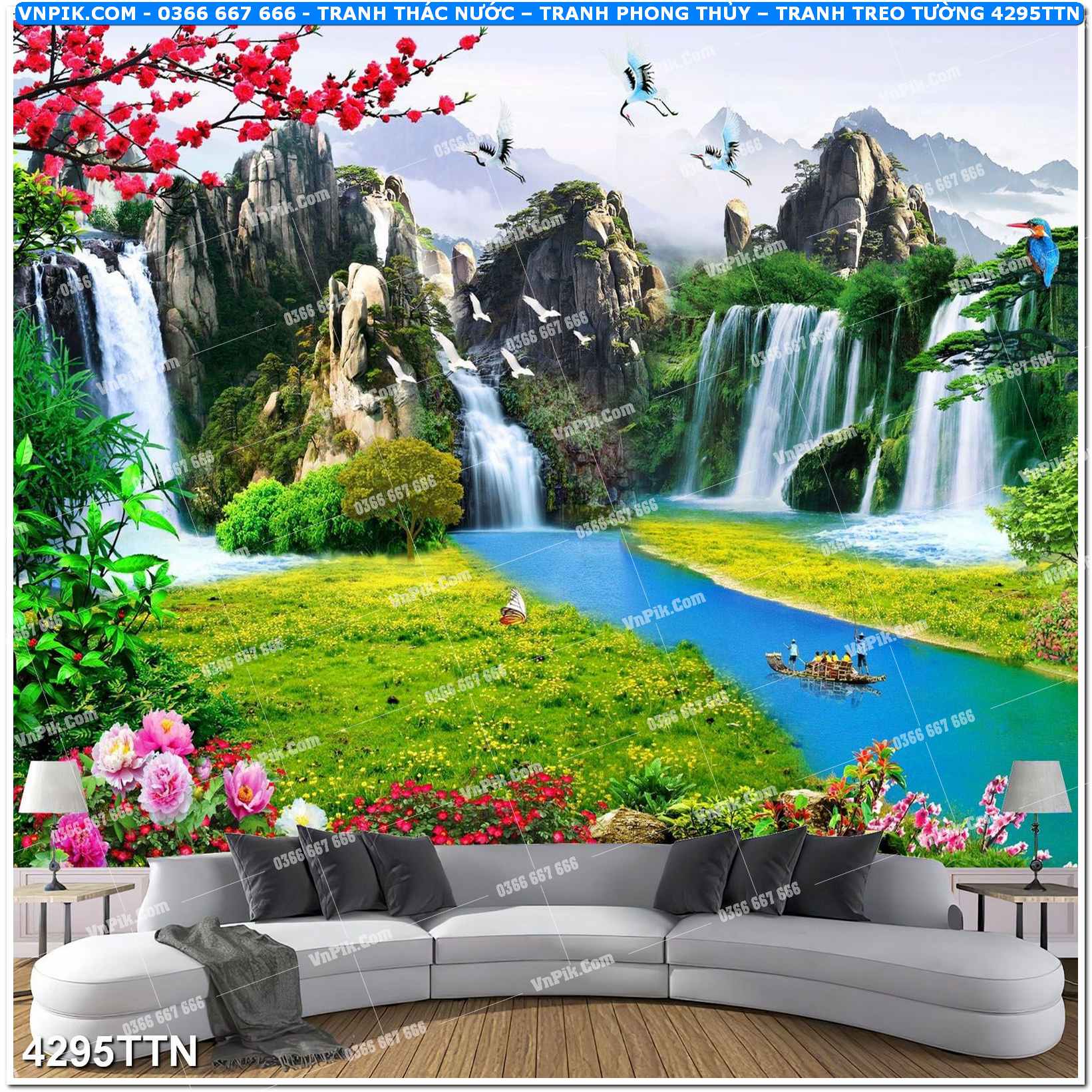Tranh thác nước – Tranh phong thủy – Tranh treo tường mã 4295TTN